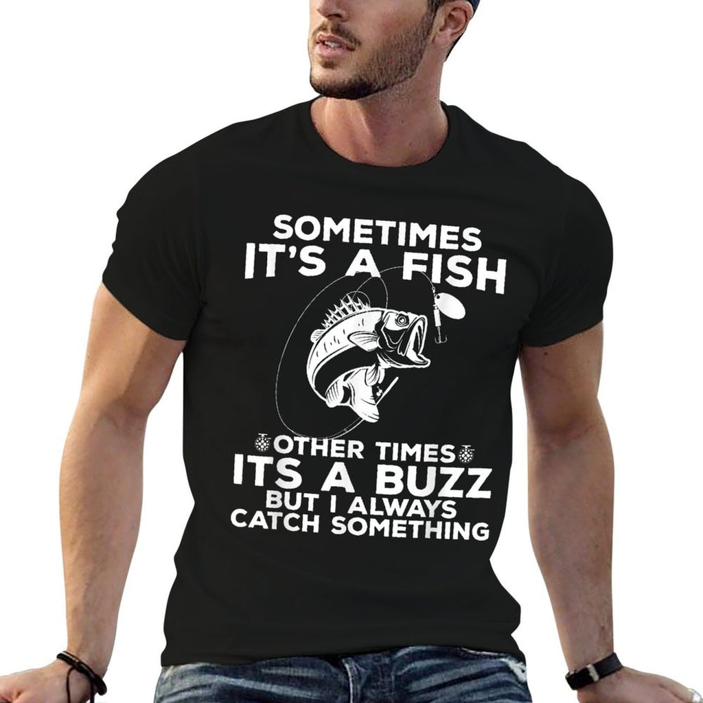 Funny Fishing Sometimes Its A Fish Fishing  Ribbed Collar T-Shirt