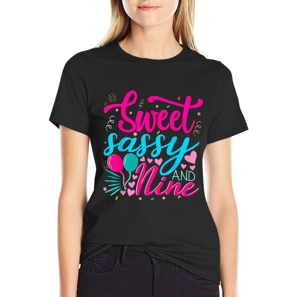 Sweet Sassy And Nine Birthday 9th Birthday Girl  Relaxed-fit T-Shirt