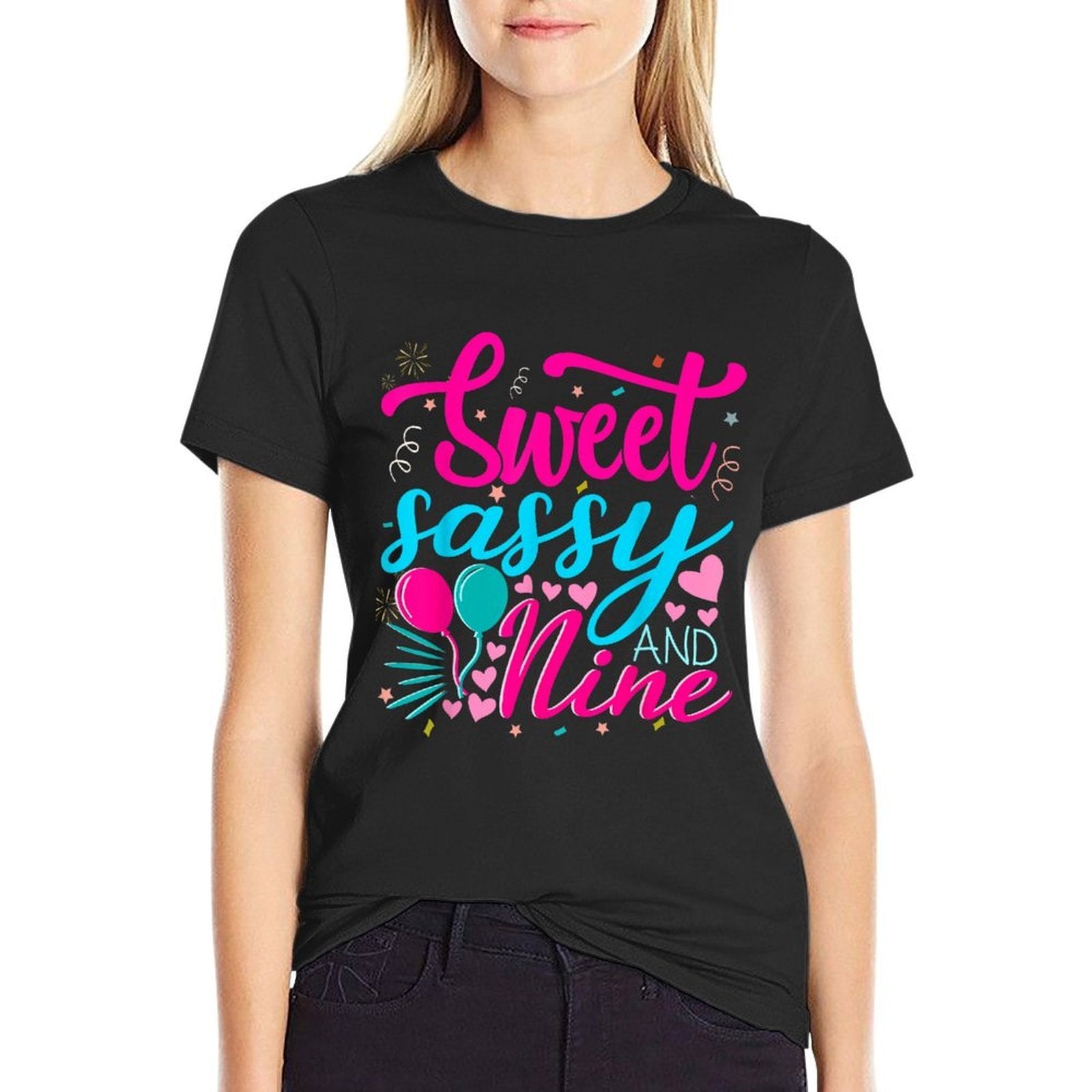 Sweet Sassy And Nine Birthday 9th Birthday Girl  Relaxed-fit T-Shirt