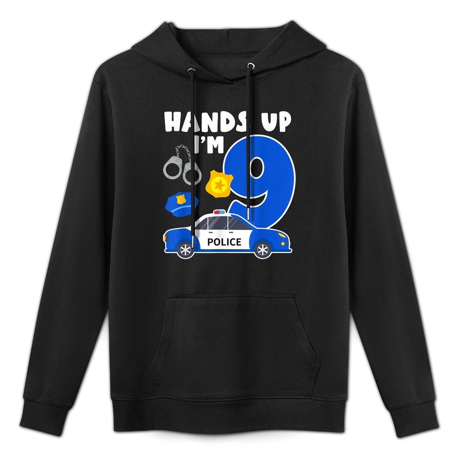 9th Birthday Policeman Boy Nine Year Old Police Officer Adjustable Hood Hoodie