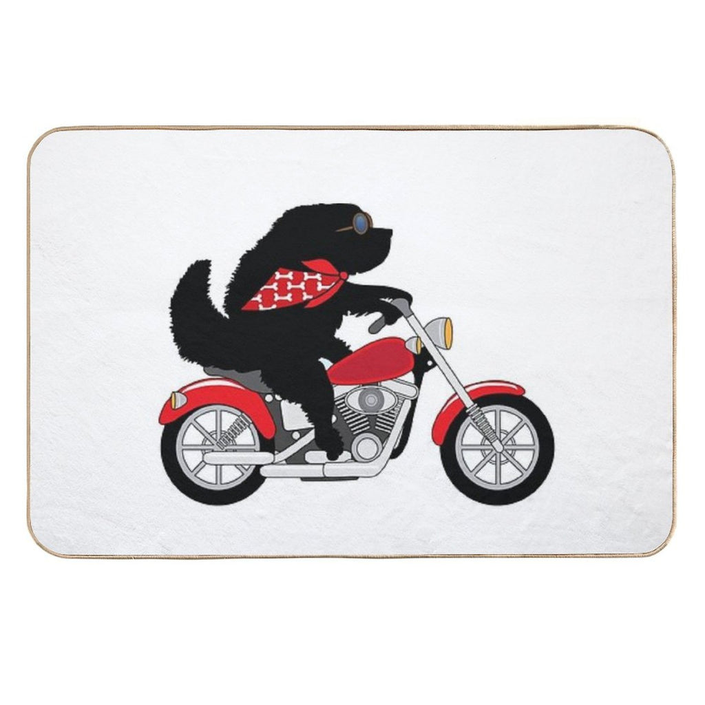 Just A Newfie Riding A Motorcycle  Easy Maintenance Bath Mat
