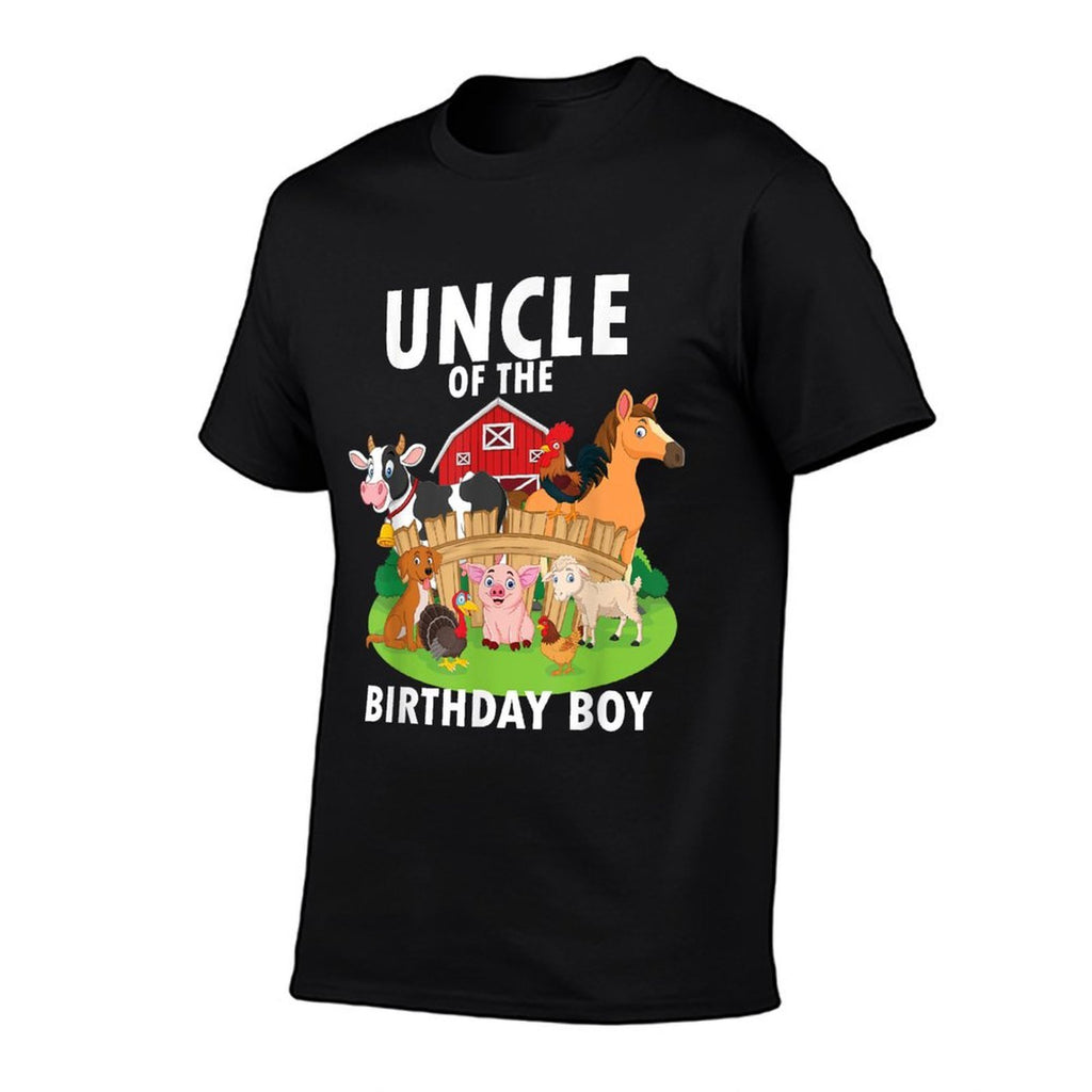 Uncle Of The Birthday Boy Farm Animals Matching Farm Theme  Heathered Texture T-Shirt