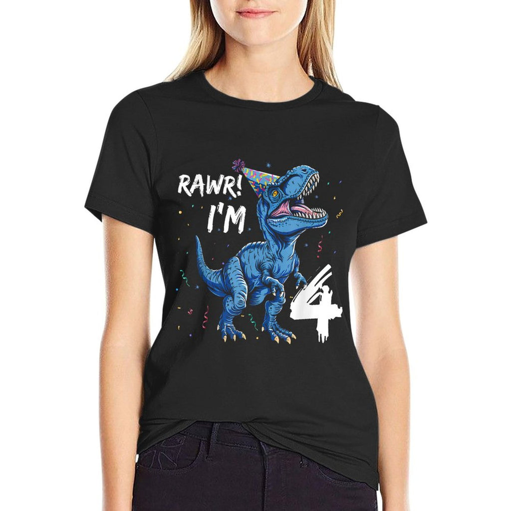Rawr I'm 4 T Rex Dinosaur Birthday for Boys  Stretchy T-Shirt