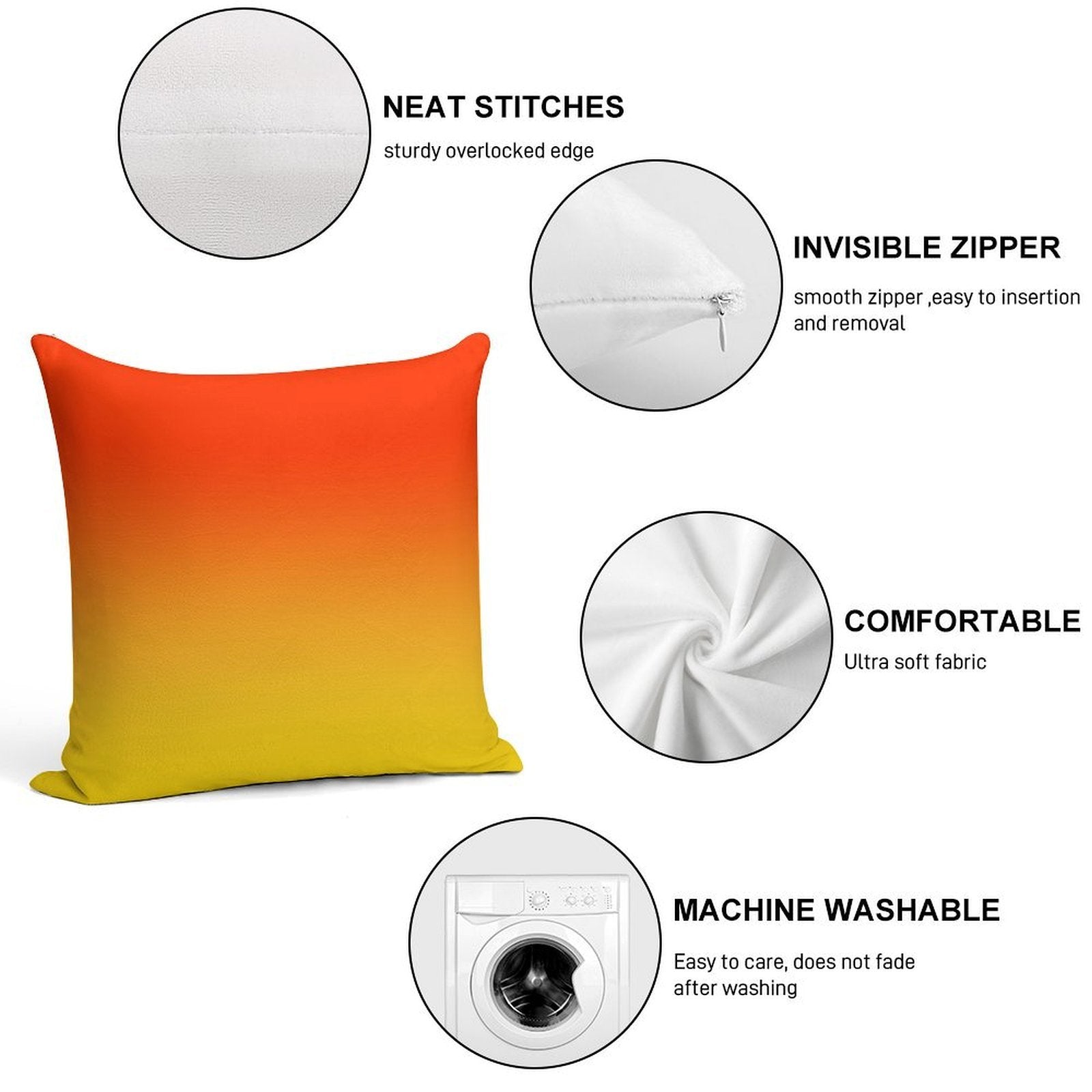 OMBRE GRADIENT ORANGE RED AND YELLOW ONE OF 100 CHIC OMBRE 2 TONE DESIGNS ON OZCUSHIONS Soft Home Decor Throw Pillow