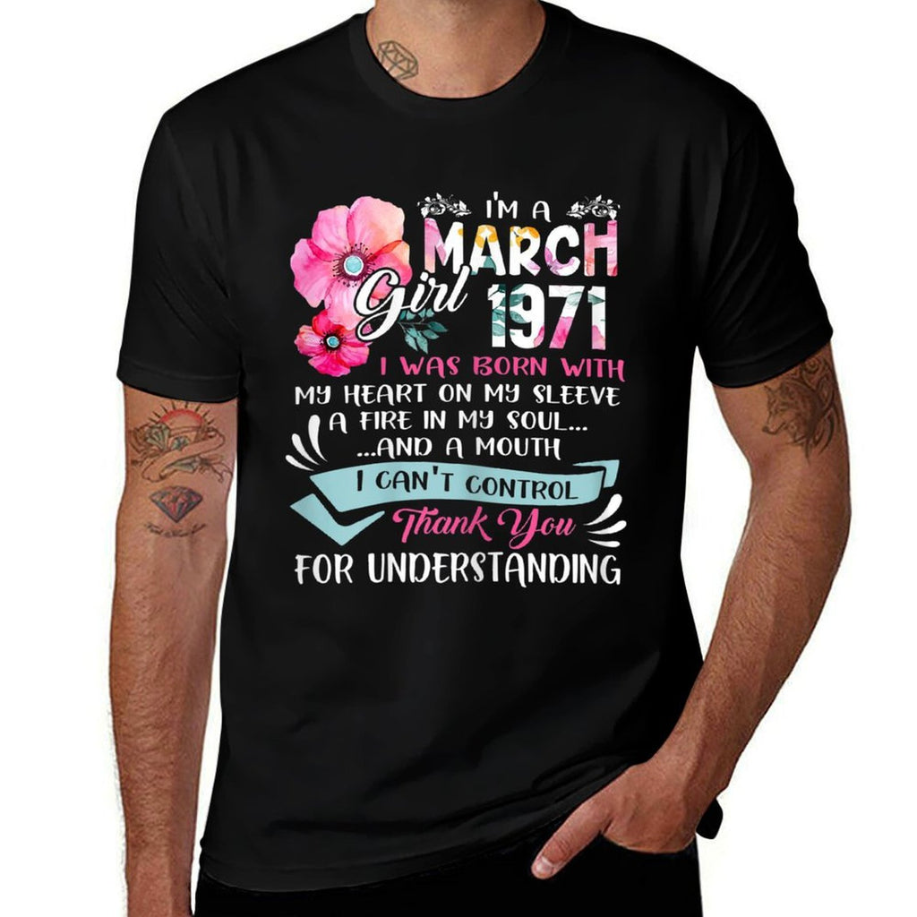 Awesome Since 1971 50th Birthday I'm A March Girl 1971  Oversized Silhouette T-Shirt