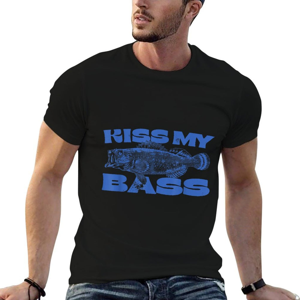 Funny Kiss My-Bass Fishing Lover Bass Fisher Womens Mens Comfortable T-Shirt