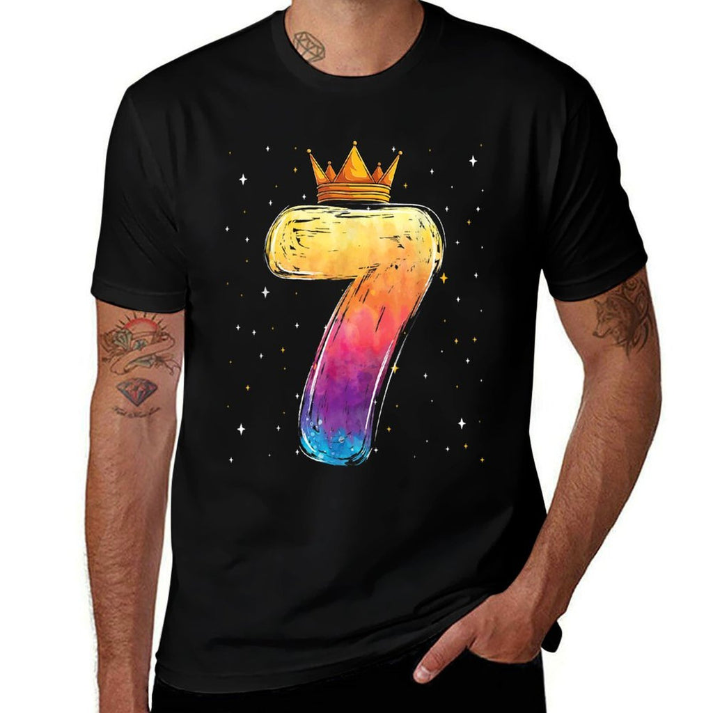 Colortful Tie Dye 7 Year Old Girls Princess 7th Birthday  Quick-drying T-Shirt