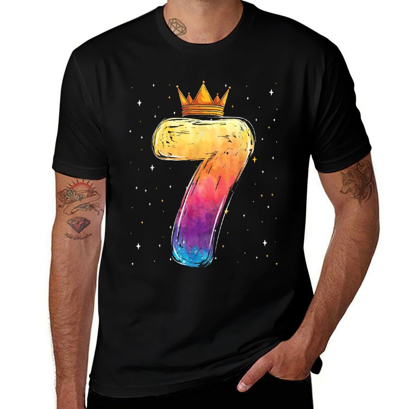 Colortful Tie Dye 7 Year Old Girls Princess 7th Birthday  Quick-drying T-Shirt