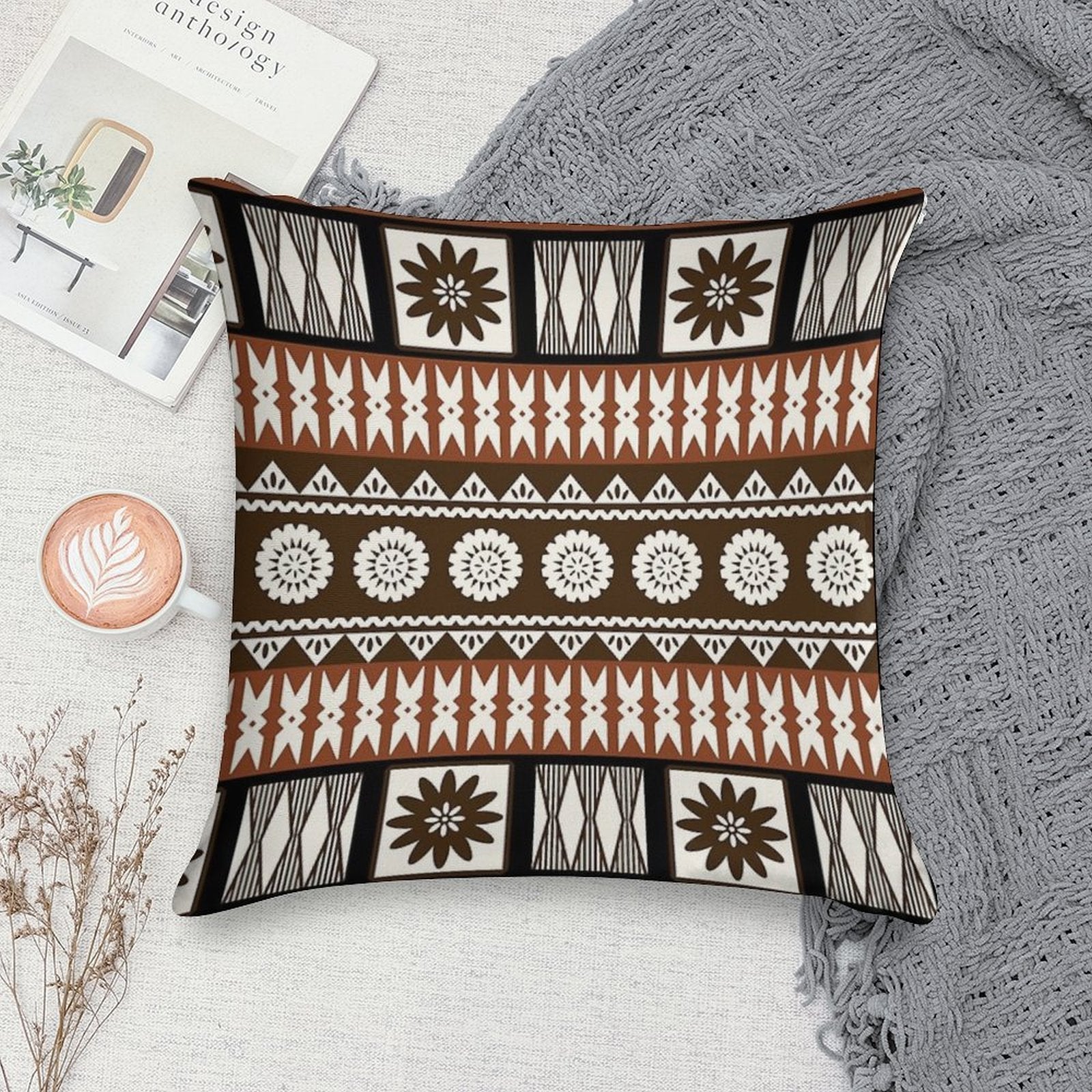 Fijian Masi - Tapa Soft Multiple Sizes Throw Pillow