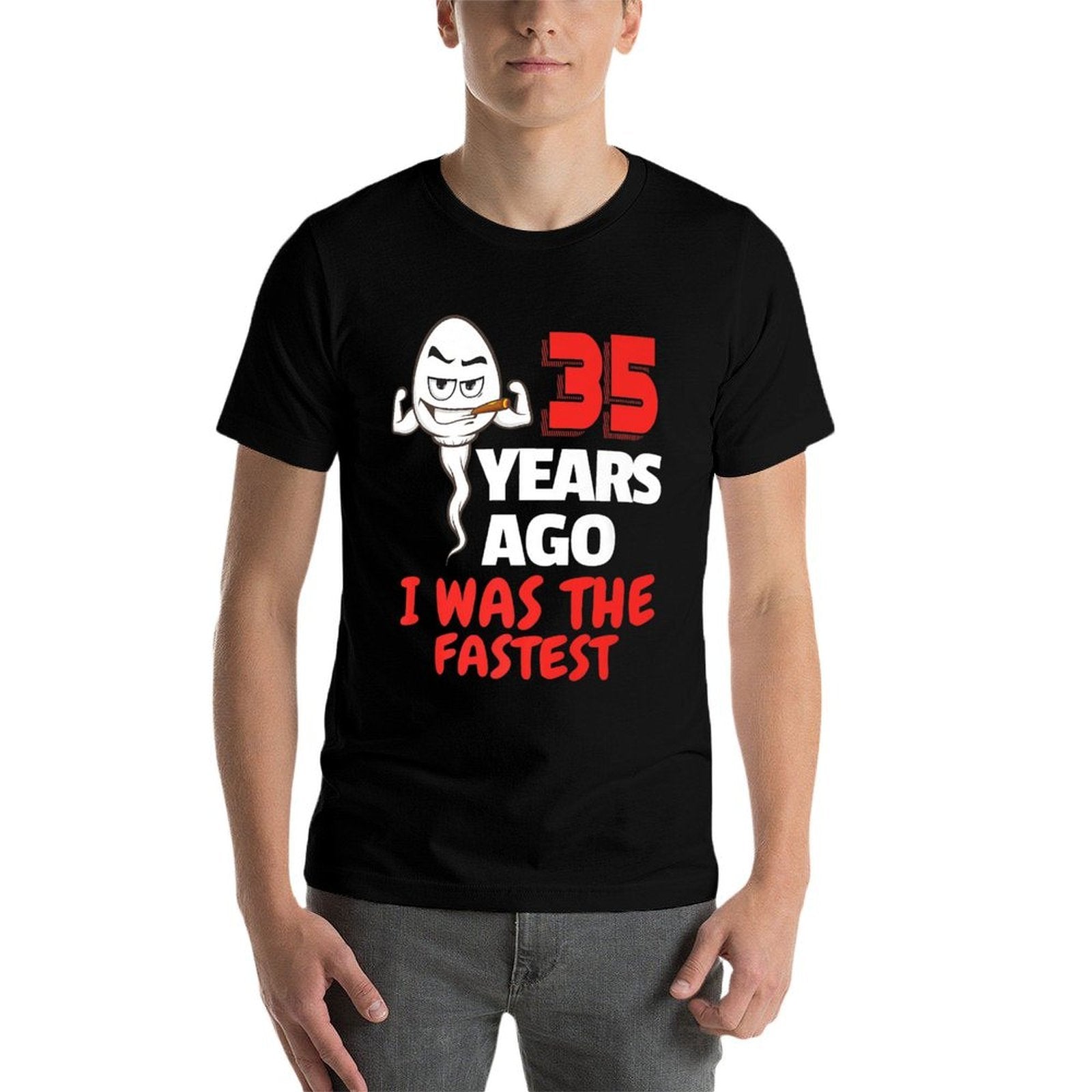 Mens 35th Birthday Gag Sperm. 35 Years of Awesome Funny Sperm Premium  Oversized Silhouette T-Shirt