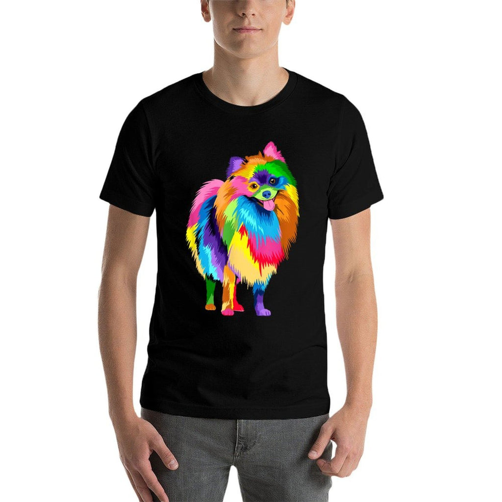 Colorful Pomeranian Artwork - Dog Lover Animal Breeder  Quick-drying T-Shirt
