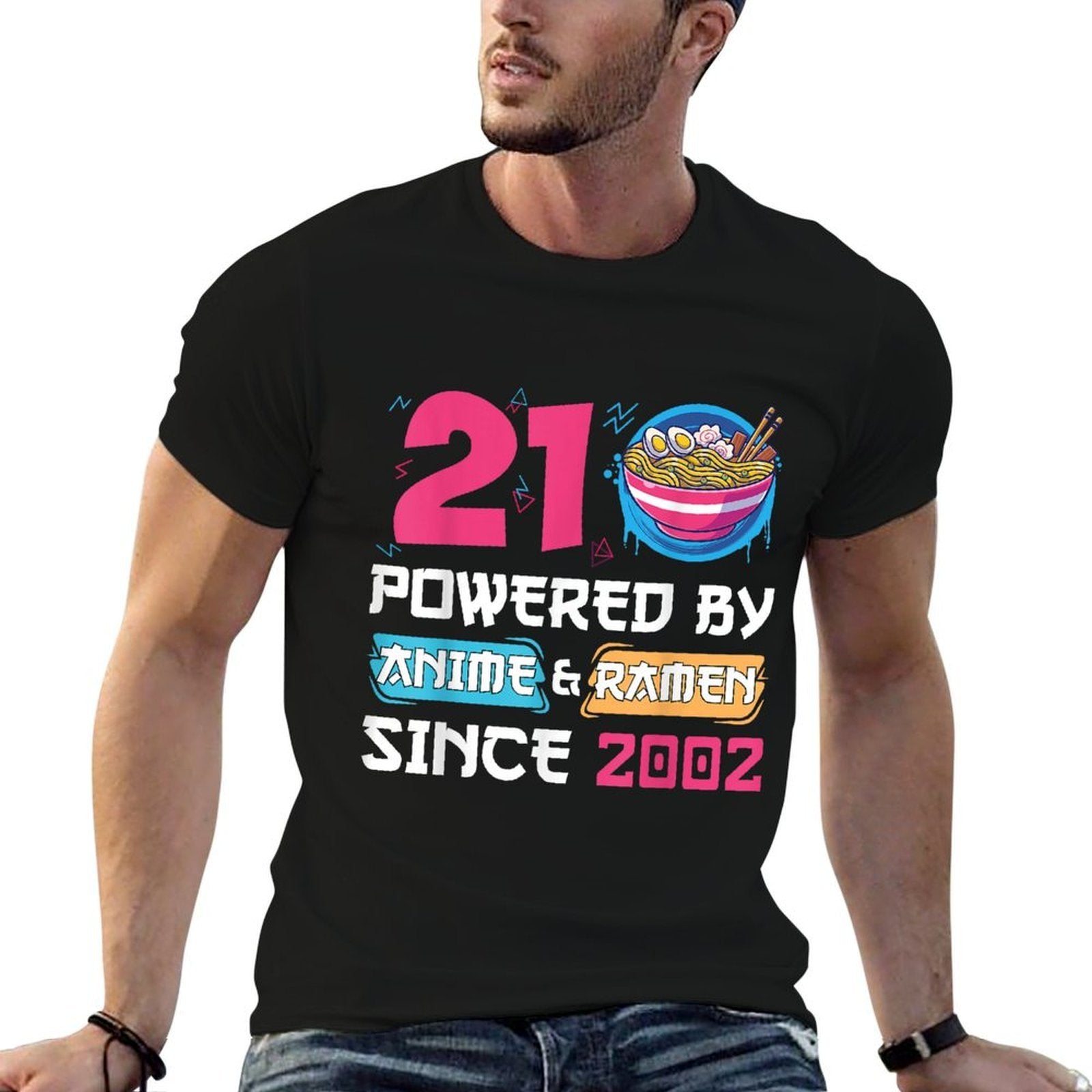21st Birthday Kawaii Anime Ramen Noodles 21 Years Old Girls  Heathered Texture T-Shirt