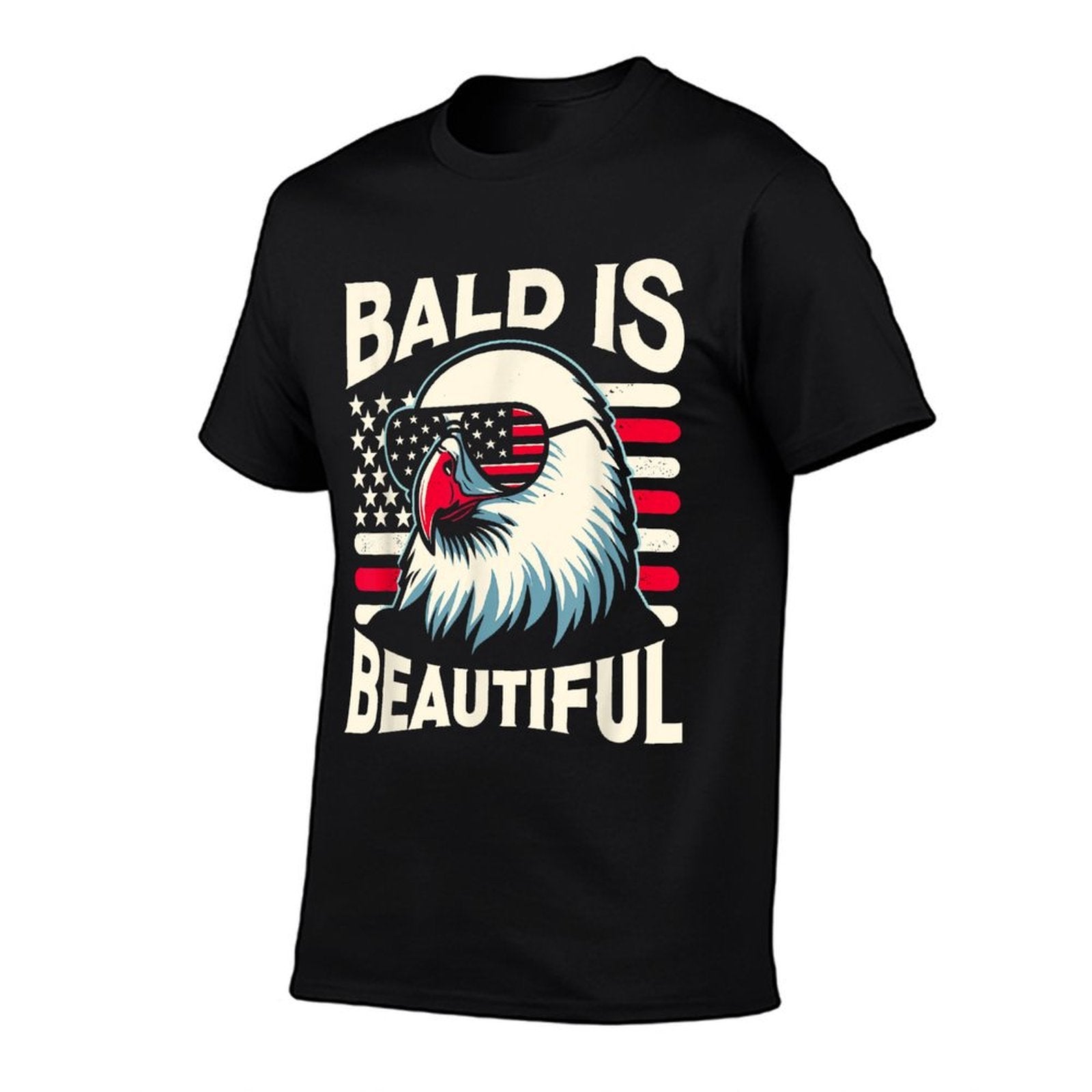 Bald Is Beautiful 4th of July USA Patriotic Funny Bald Eagle  Heathered Texture T-Shirt
