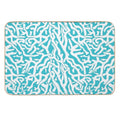 Coral Reef Pattern White Aqua Blue Beach  Absorbent Bath Mat