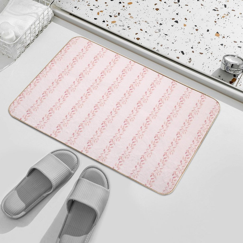 Pastel Floral Tone on Tone Watercolor Stripe Bella Petals in Pink Diamond  High-Traffic Bath Mat