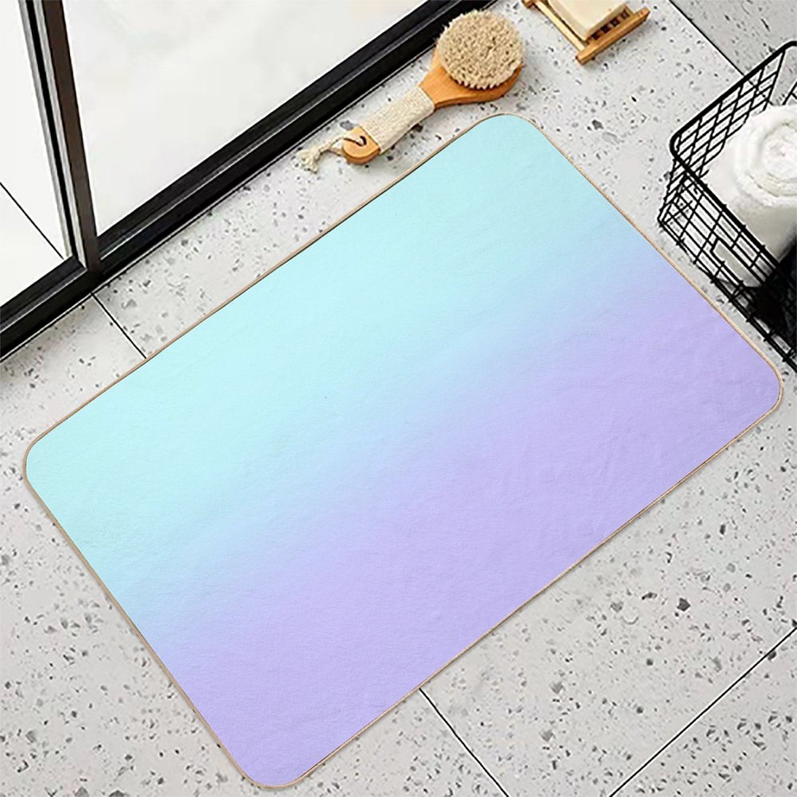 Aqua Lavender Gradient  Anti-Trip Bath Mat