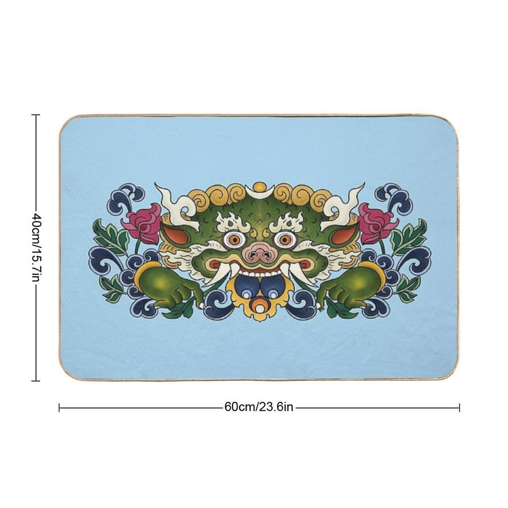BHUTAN DRAGON-light Blue  Absorbent Bath Mat