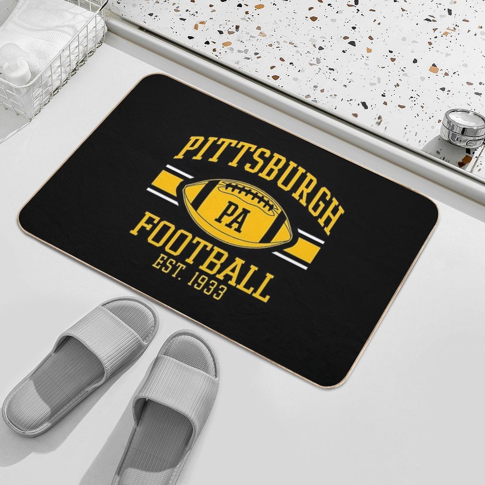 Vintage Pittsburgh Retro Steelers PA Football Team Goalline Sport Lover Gift For Fan  Dirt-Trapping Bath Mat