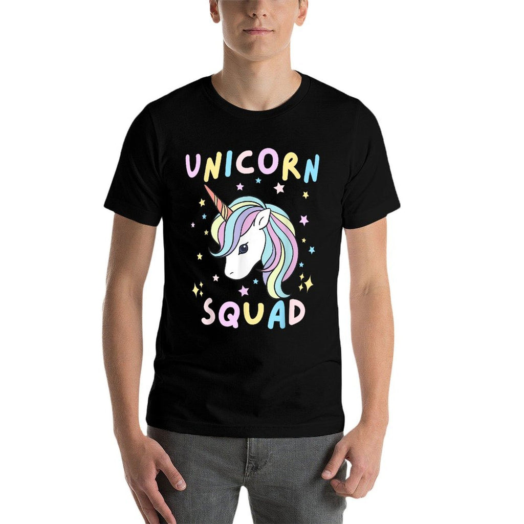 Unicorn Squad Cute Rainbow Lover Family Birthday Girls Party  Rolled Sleeves T-Shirt