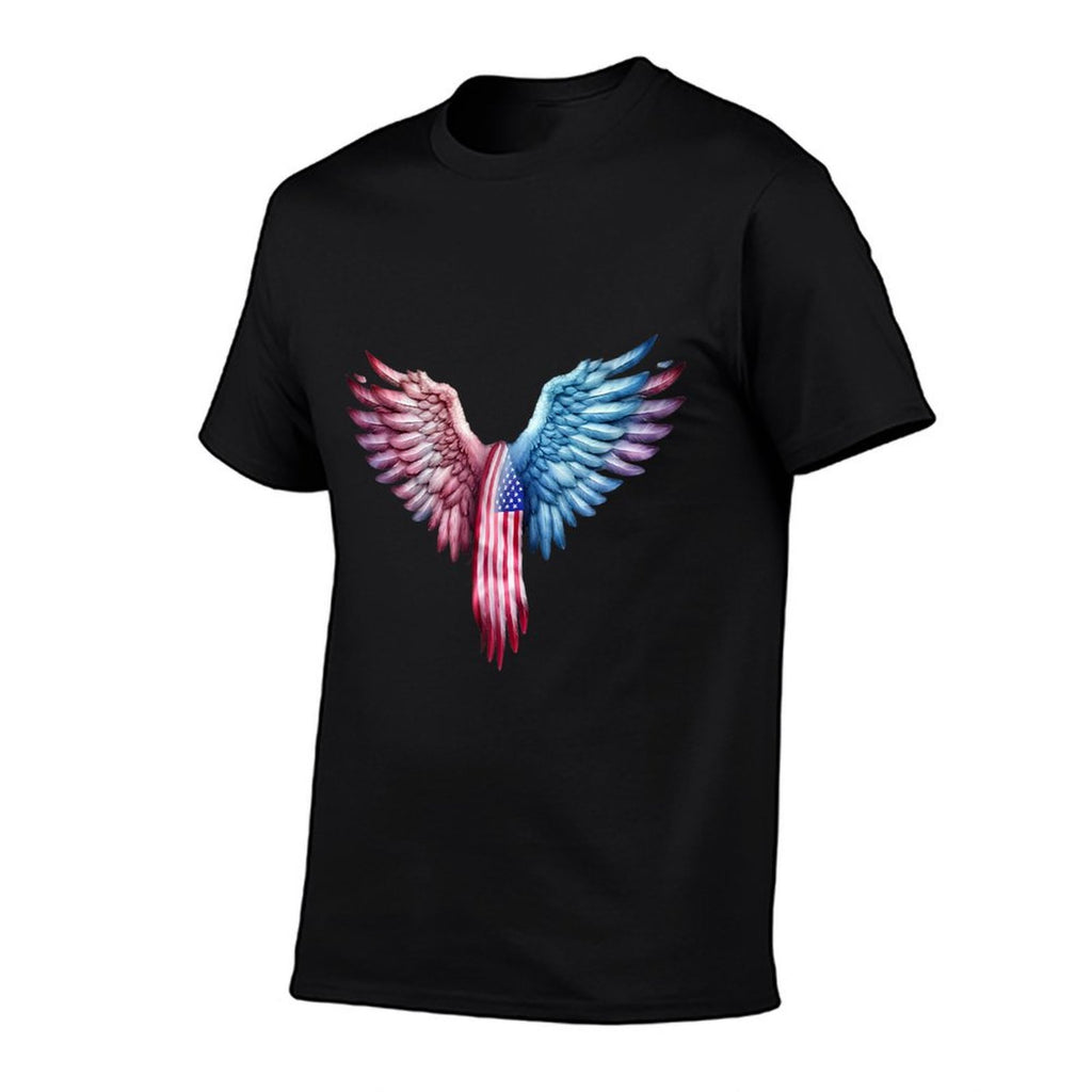 Veterans Day, 4th of July Patriotic Wings Angel Usa Flag Premium  Soft T-Shirt