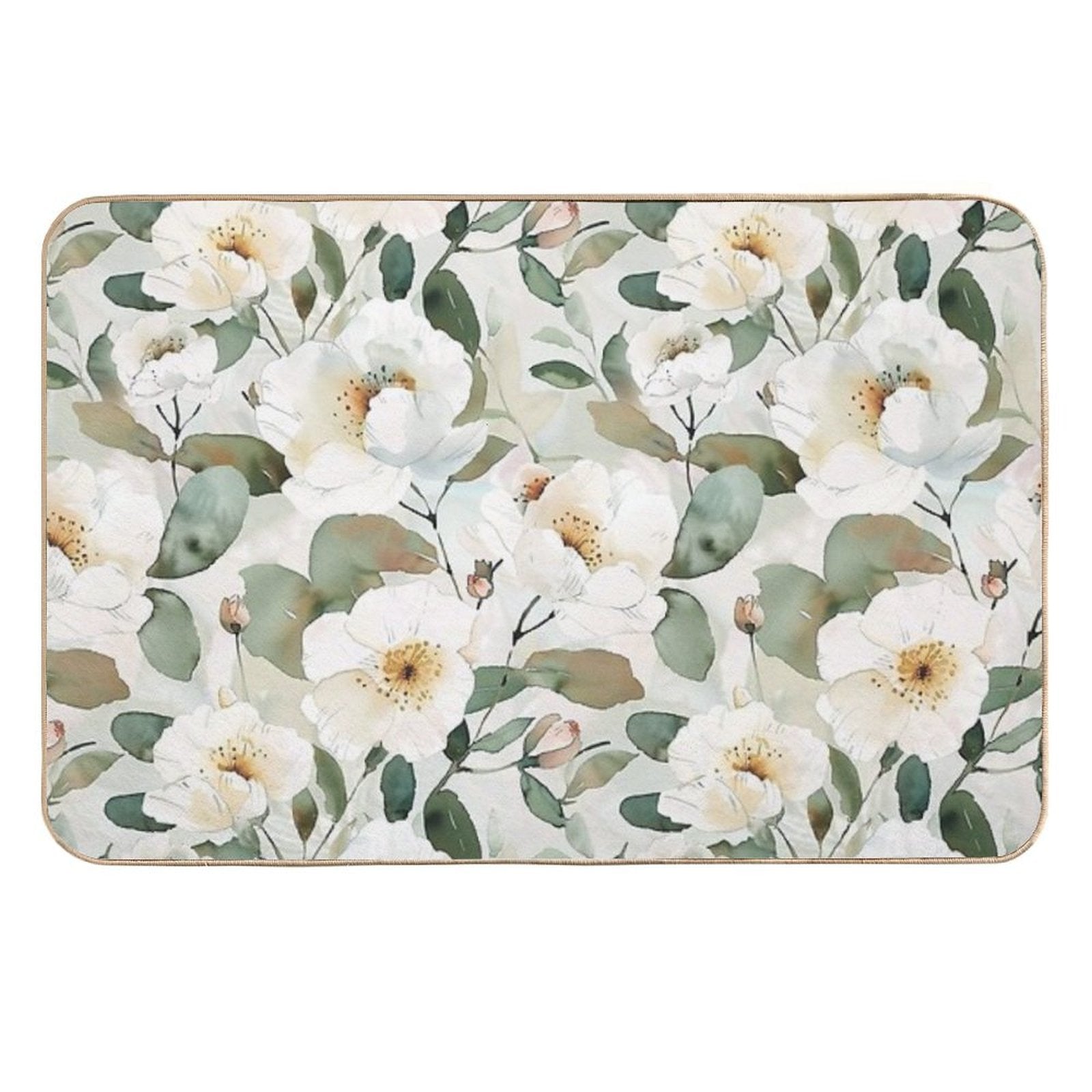 Floral Pattern. Colorful Flowers.  Absorbent Bath Mat