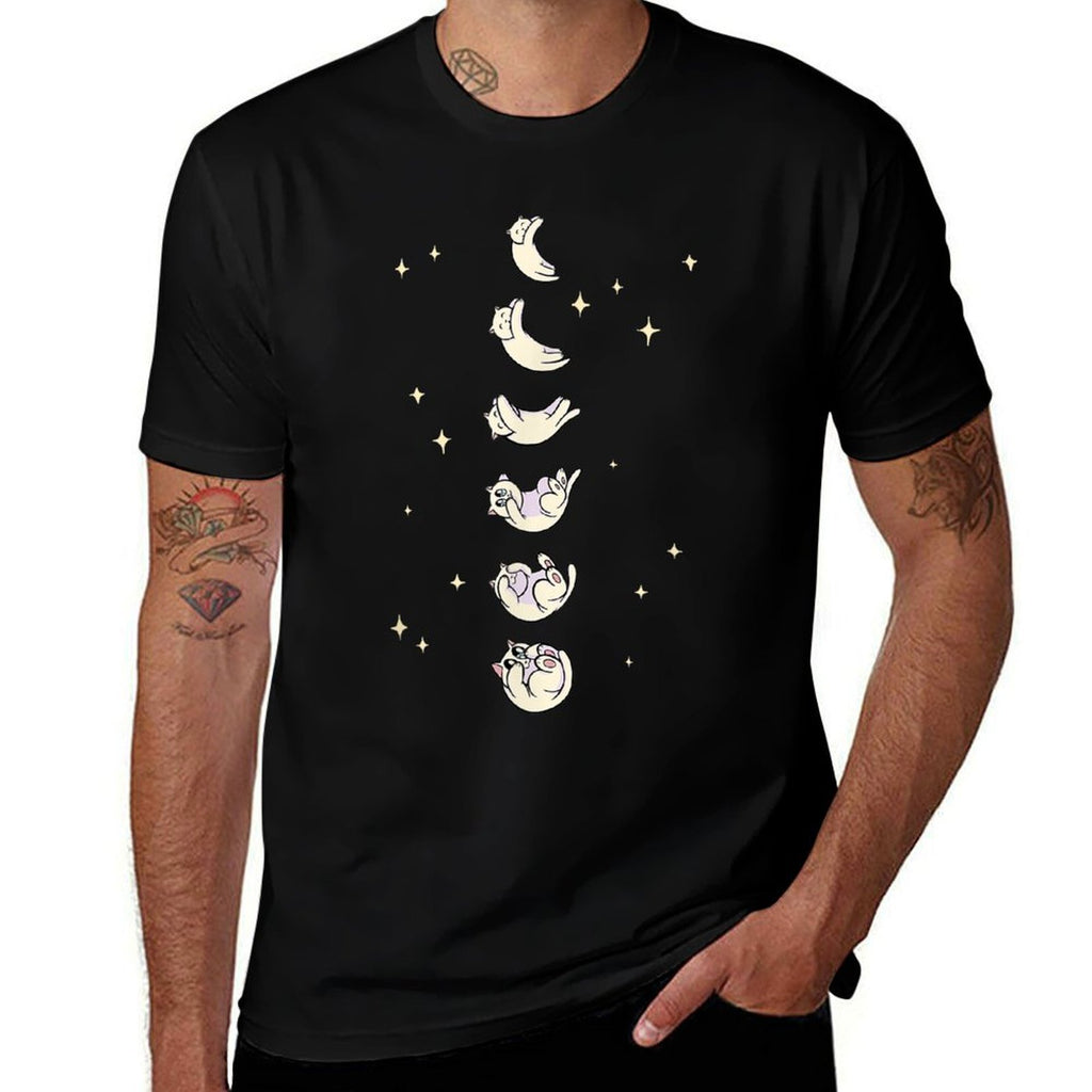 Anime Cat Phases of The Moon Cute  Durable T-Shirt