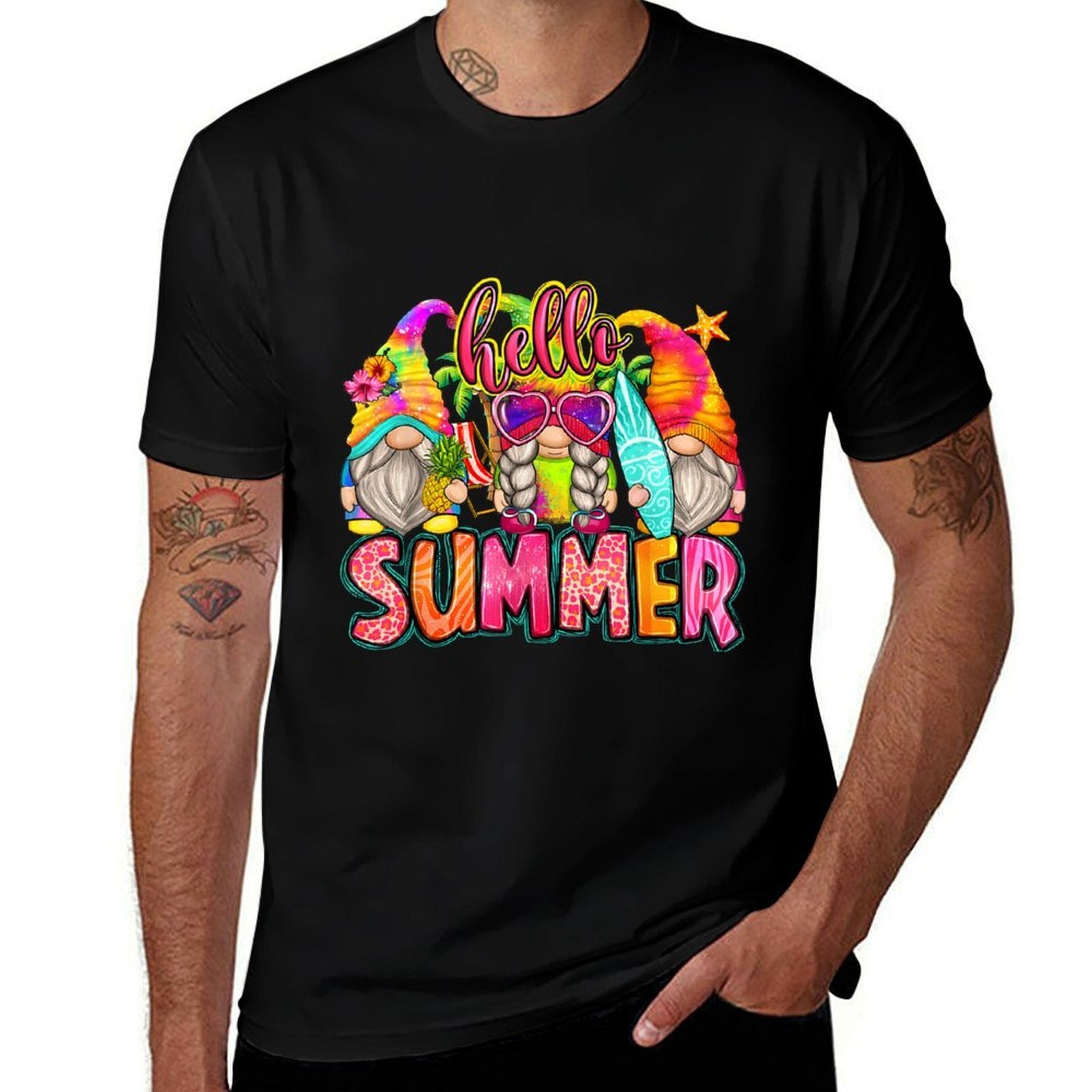 Cute Hello Summer Gnomes Beach Gnomes  Polyester Blend T-Shirt