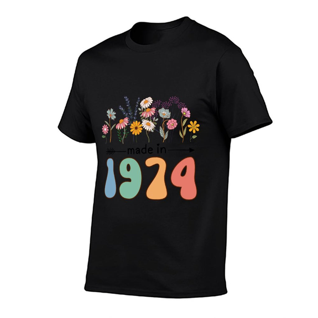 Vintage 50 Years Old Made in 1974 Wildflowers 50th Birthday  Polyester Blend T-Shirt