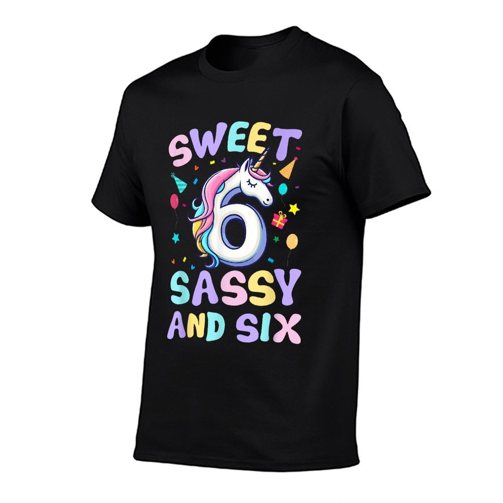 Sweet Sassy And Six Unicorn 6th Birthday Party Funny Girls  Stretchy T-Shirt