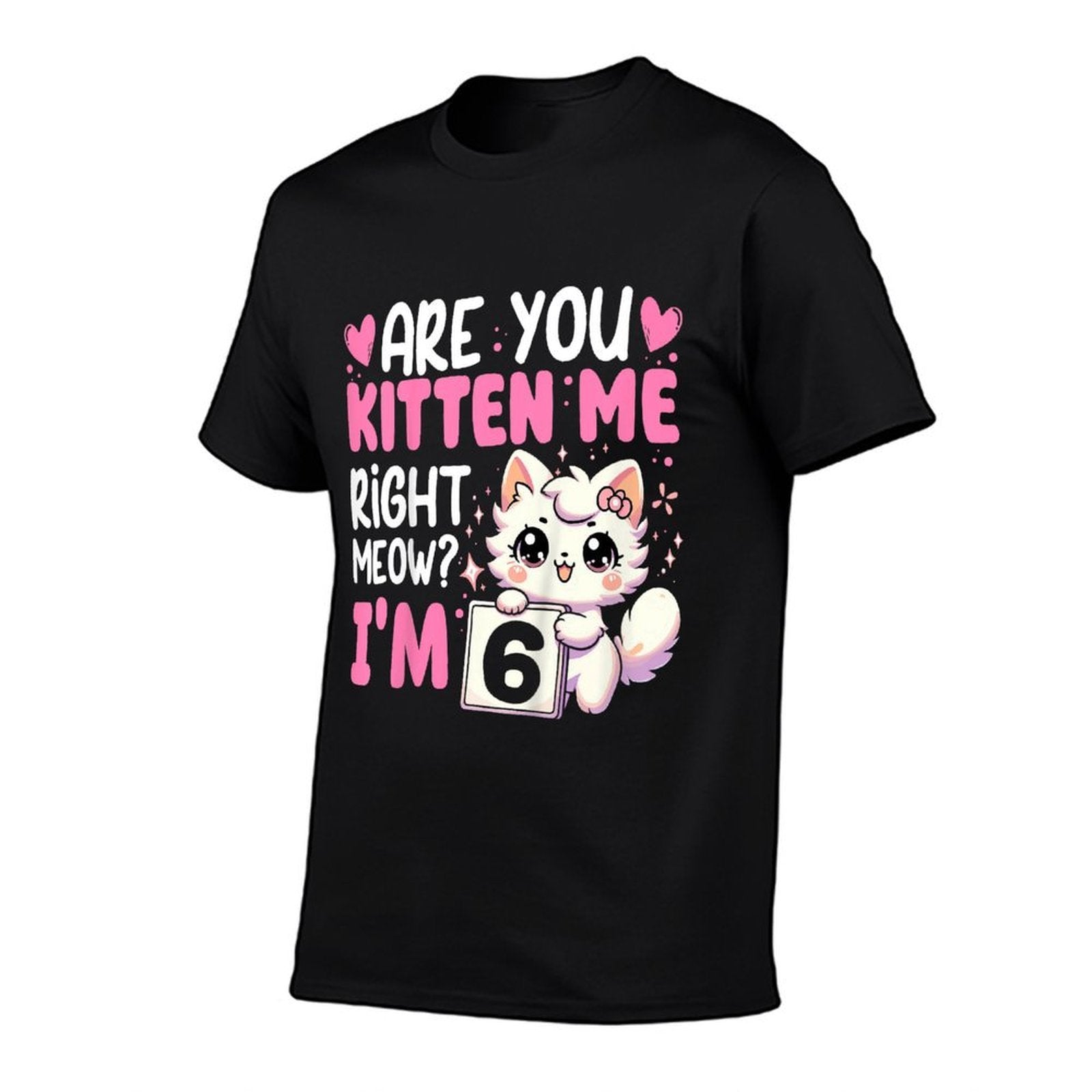 Kids 6th Birthday Girl 6yr Six 6 Year Old Kitten Cat Bday  Moisture-wicking T-Shirt