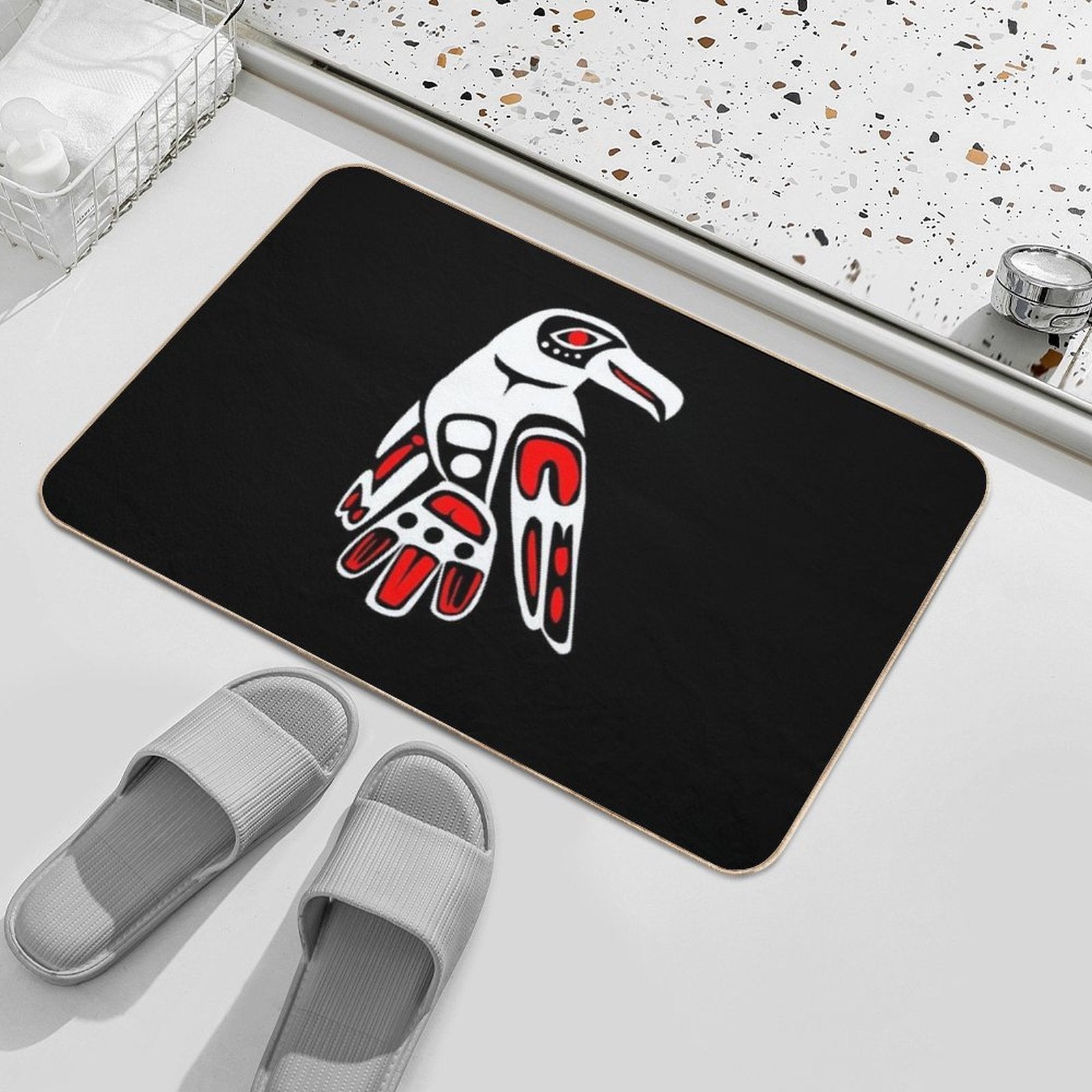 Haida Raven Funny Gift Idea  Pet-Safe Bath Mat