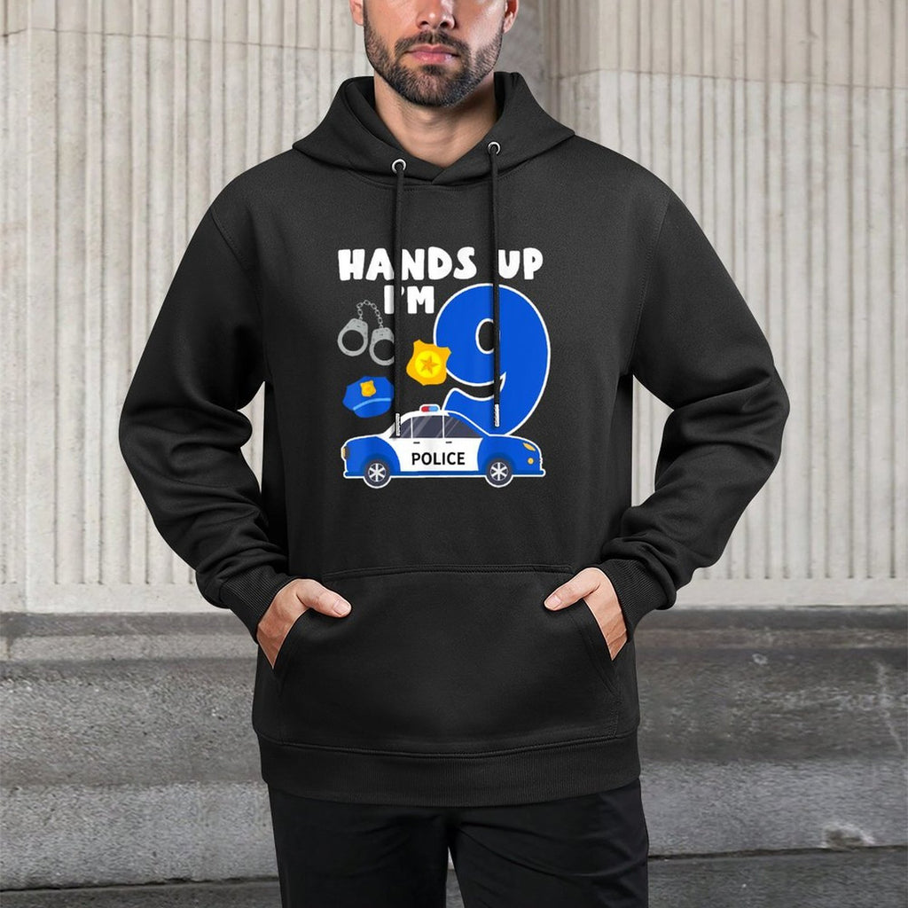 9th Birthday Policeman Boy Nine Year Old Police Officer Adjustable Hood Hoodie