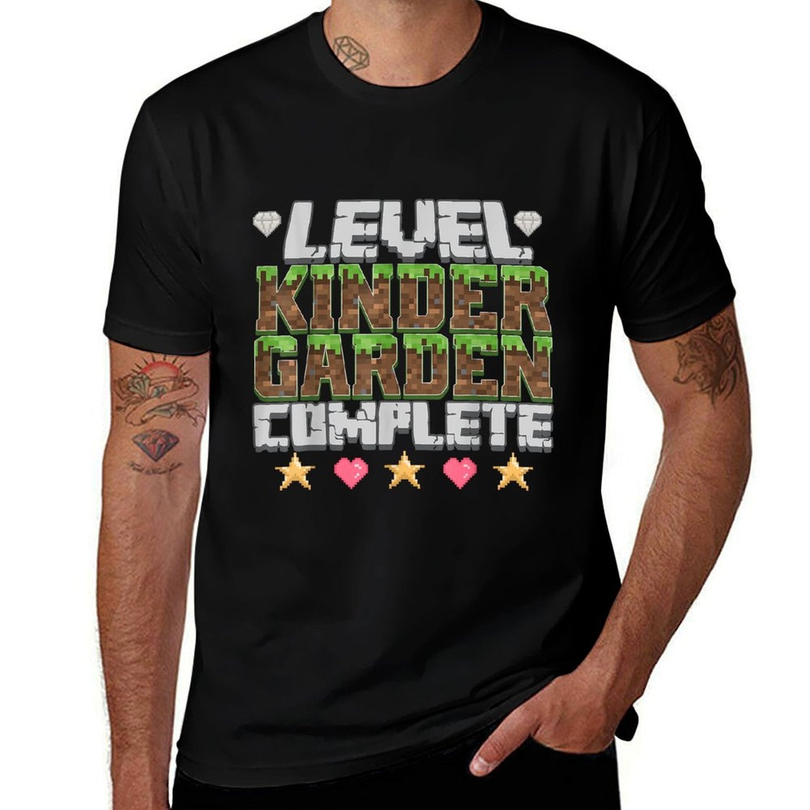 Level Kindergarten Complete Game Pixel Gamer Boy Graduate  Vintage-inspired T-Shirt