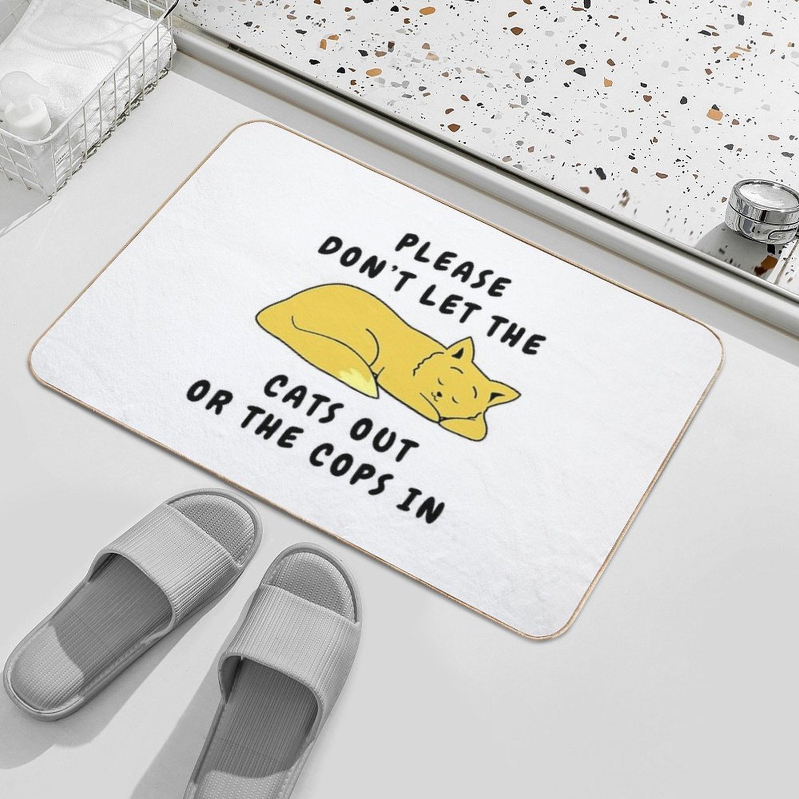 Don't Let The Cats Out Or The Cops In - Cute Sleeping Cat Durable Bath Mat