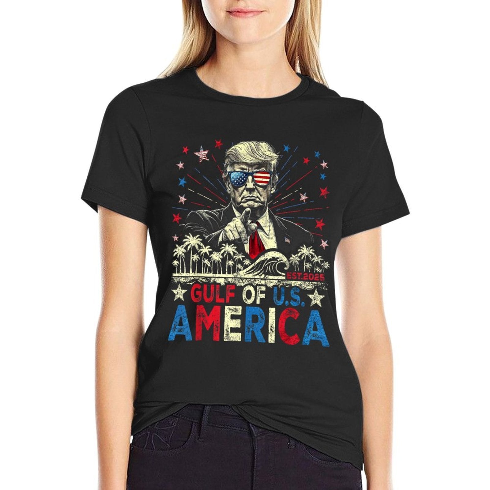 Gulf Of USA America 2025 American Patriotic 4th Of July  Tagless Design T-Shirt