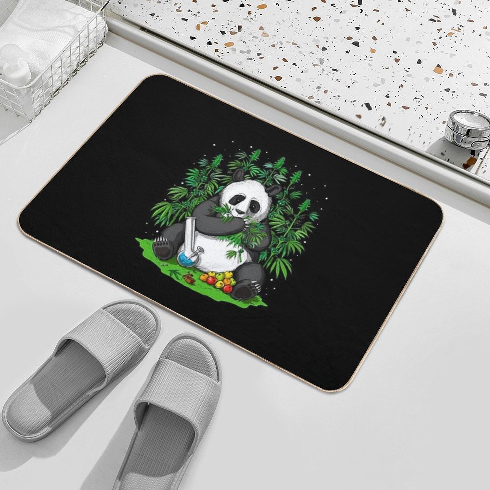 Panda Hippie Stoner  Stain-Proof Bath Mat