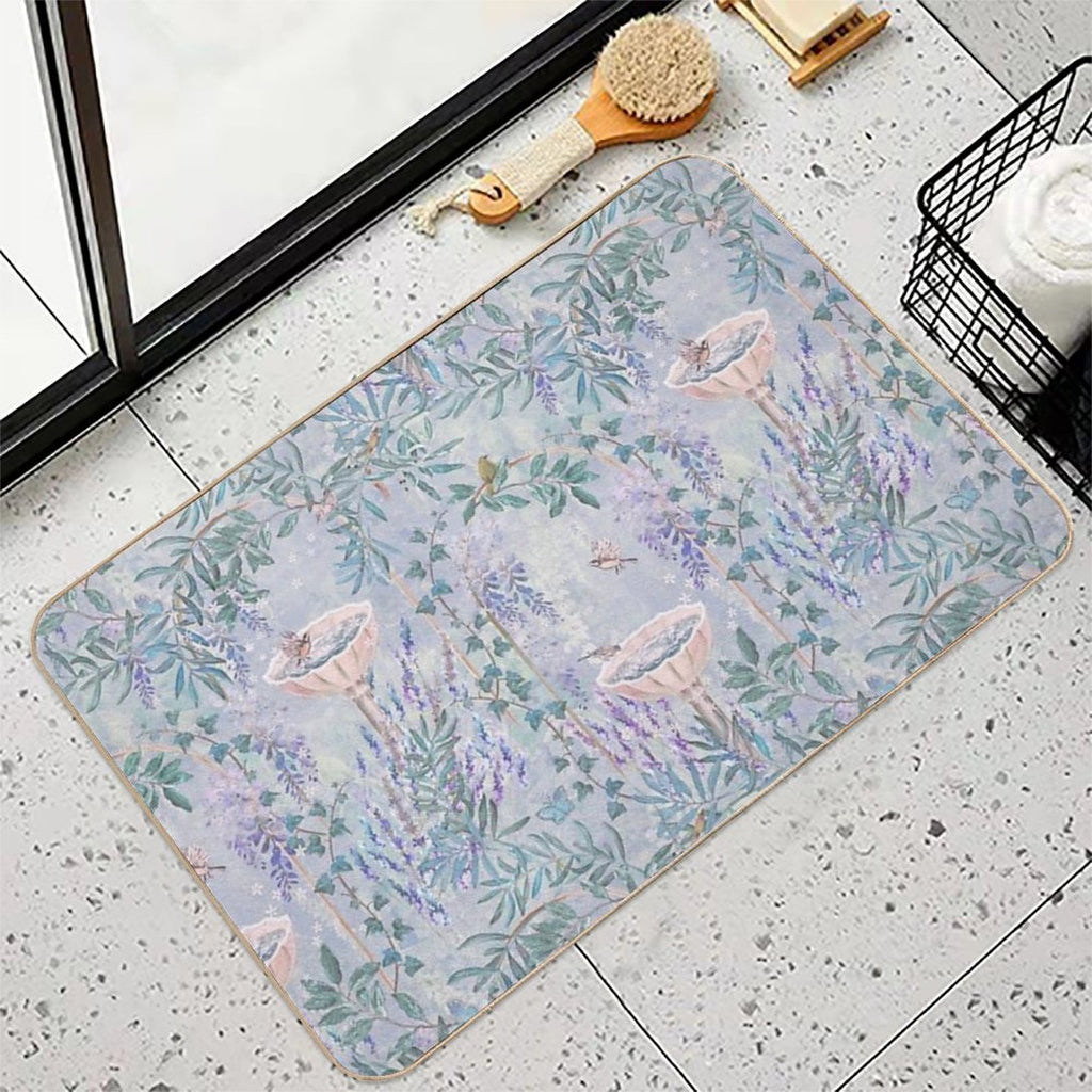 French Countryside Lavender Fresco Pattern  Multi-Purpose Bath Mat