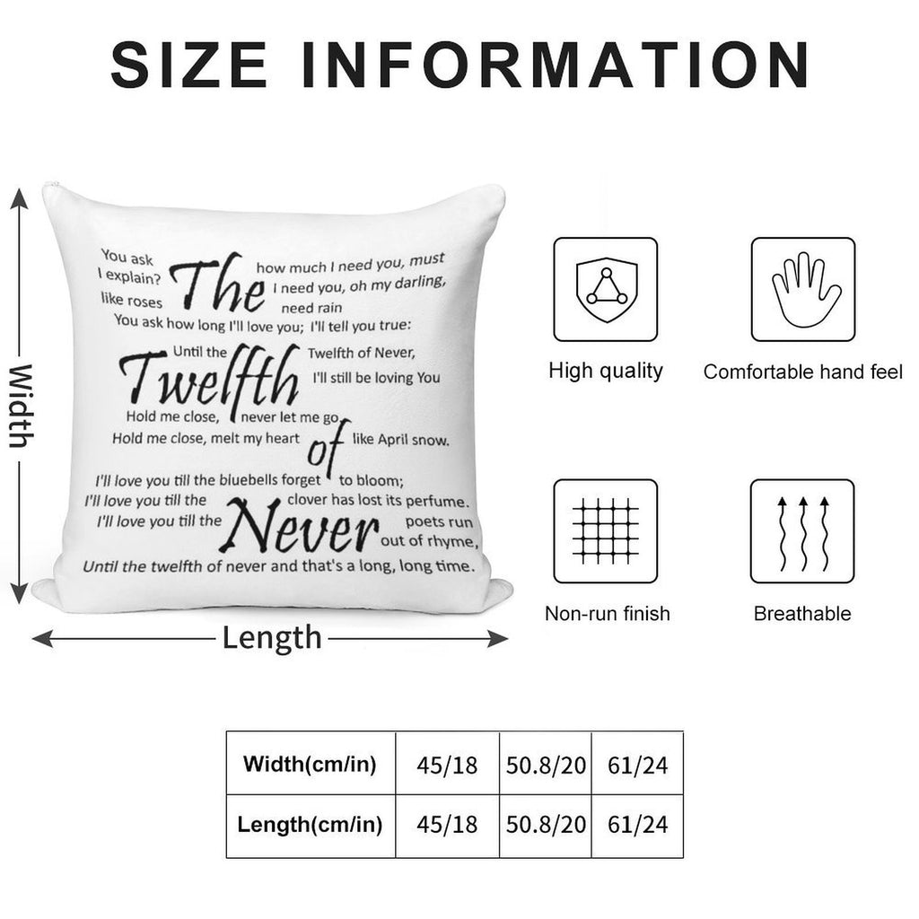 The Twelfth of Never Soft Decorative Cover Throw Pillow