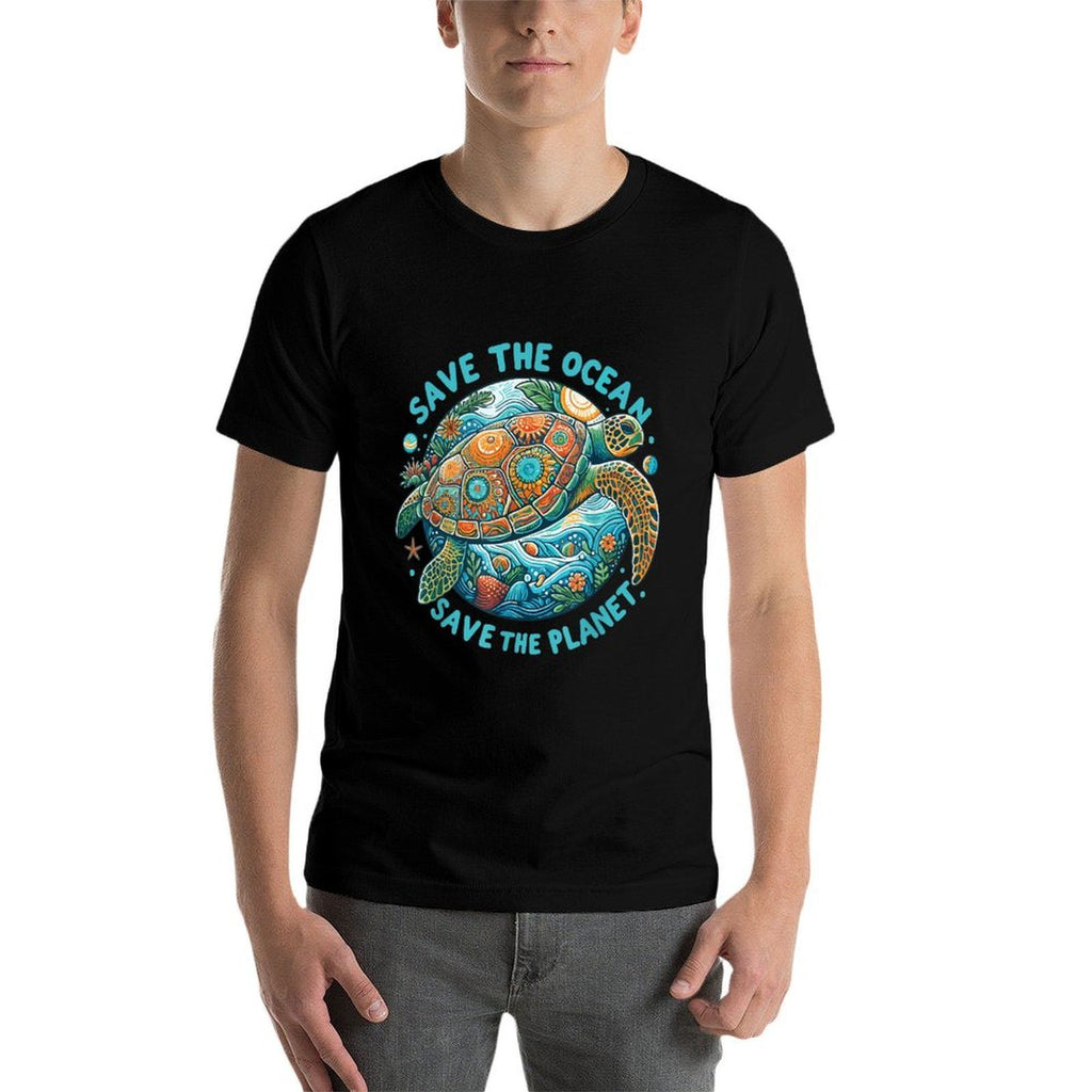 Save The Ocean Save The Planet Cute Sea Turtle  Moisture-wicking T-Shirt