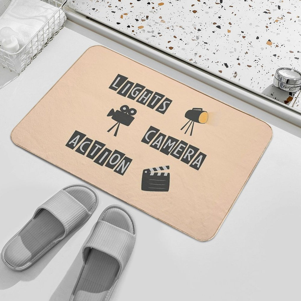 Lights Camera Action! Old Hollywood Movie  Easy To Clean Bath Mat