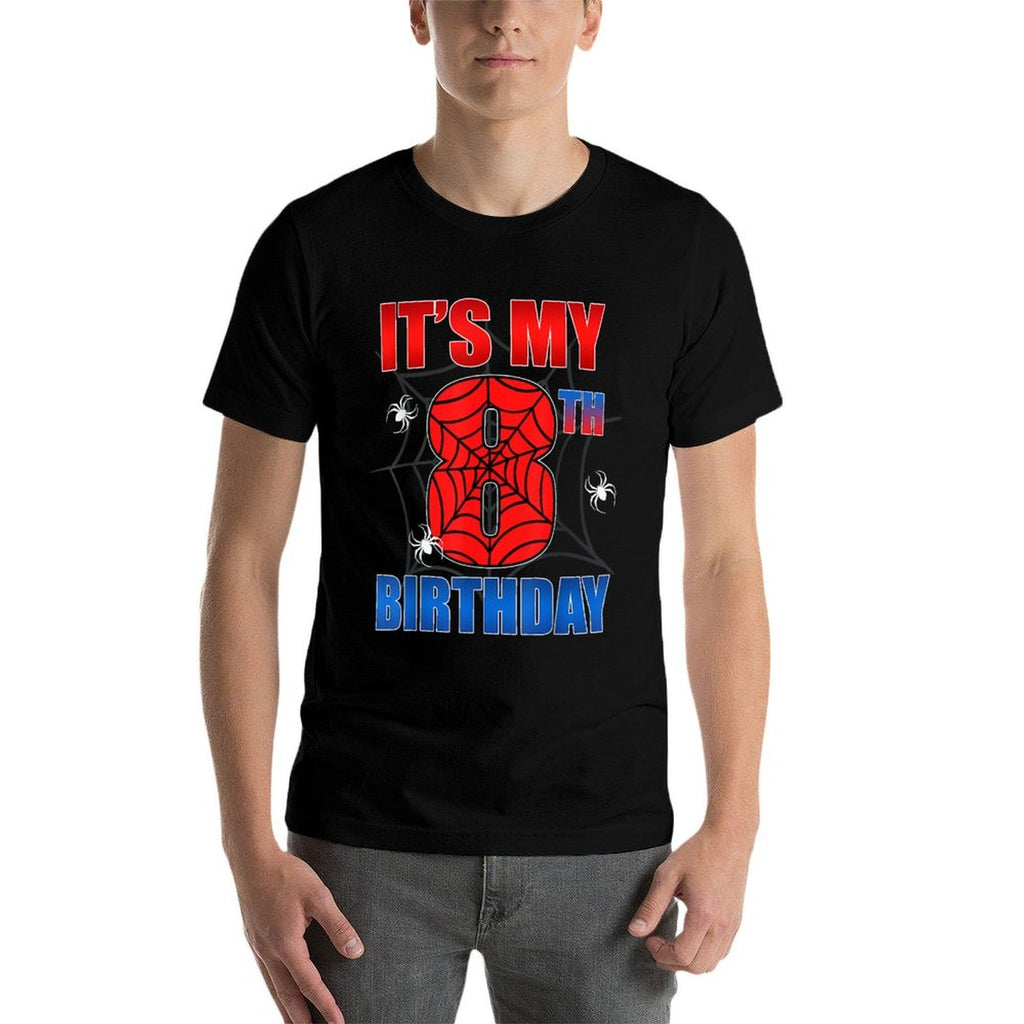 Spider Web 8 Years Old It's My 8th Birthday Boy Party  Moisture-wicking T-Shirt