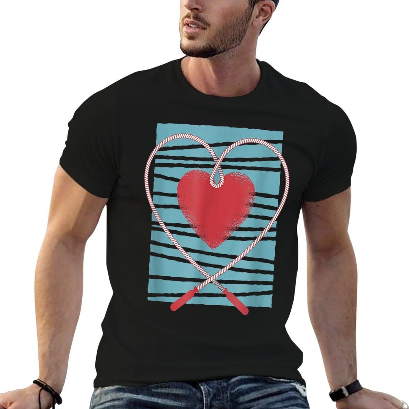 Sweet Heart Jump Rope Skipping Rope Lover  Oversized Silhouette T-Shirt