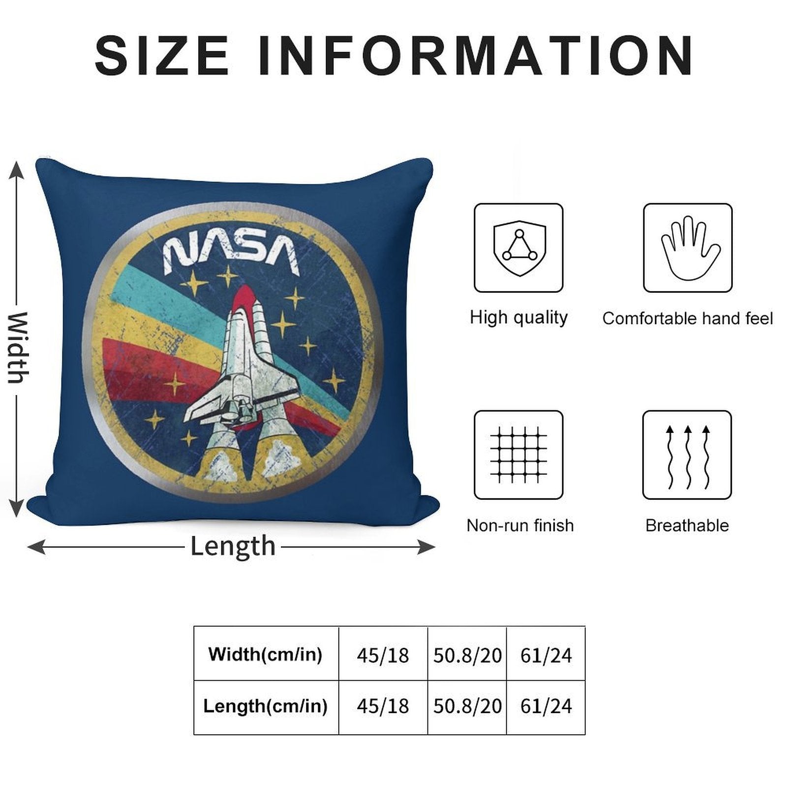 NASA Retro Vintage Logo with Metal Border Soft Anti-Pilling Throw Pillow