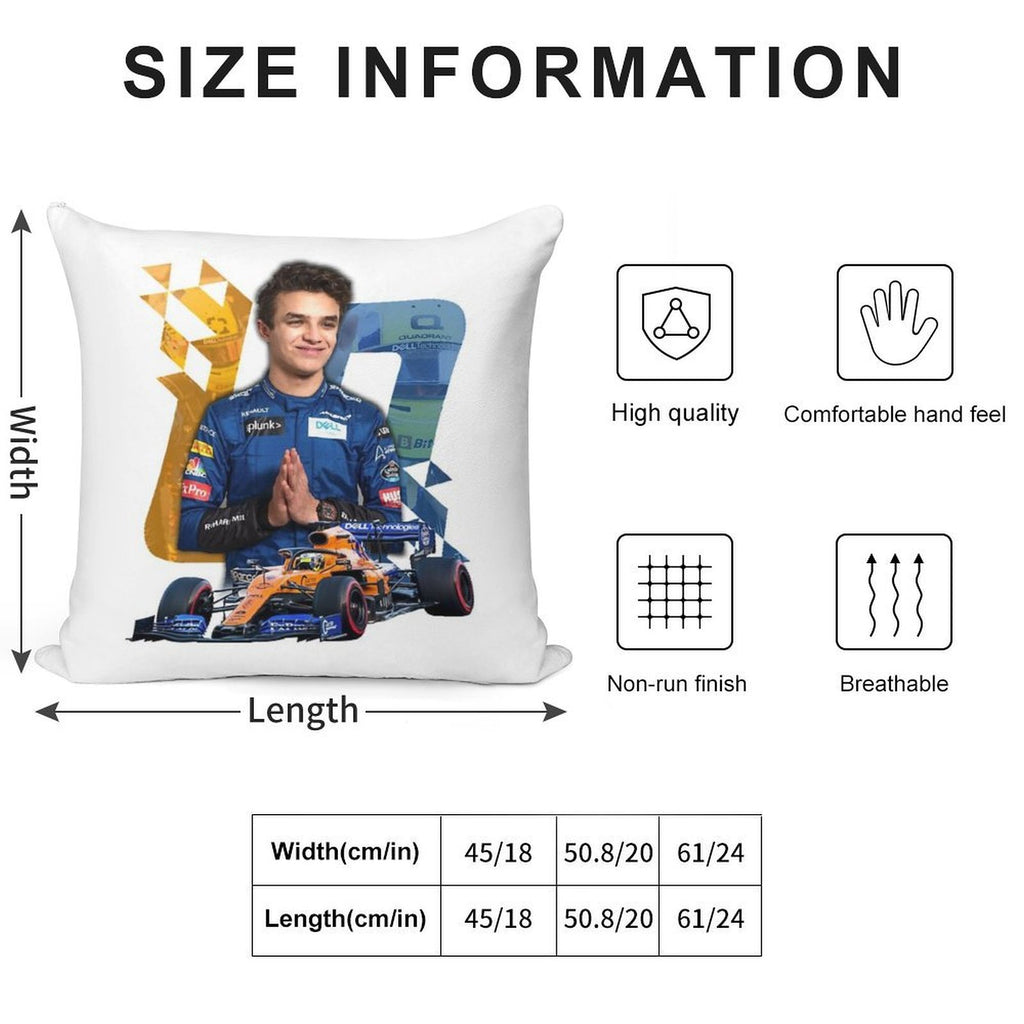 Lando Norris #4 - Racing Design Soft Washable Throw Pillow