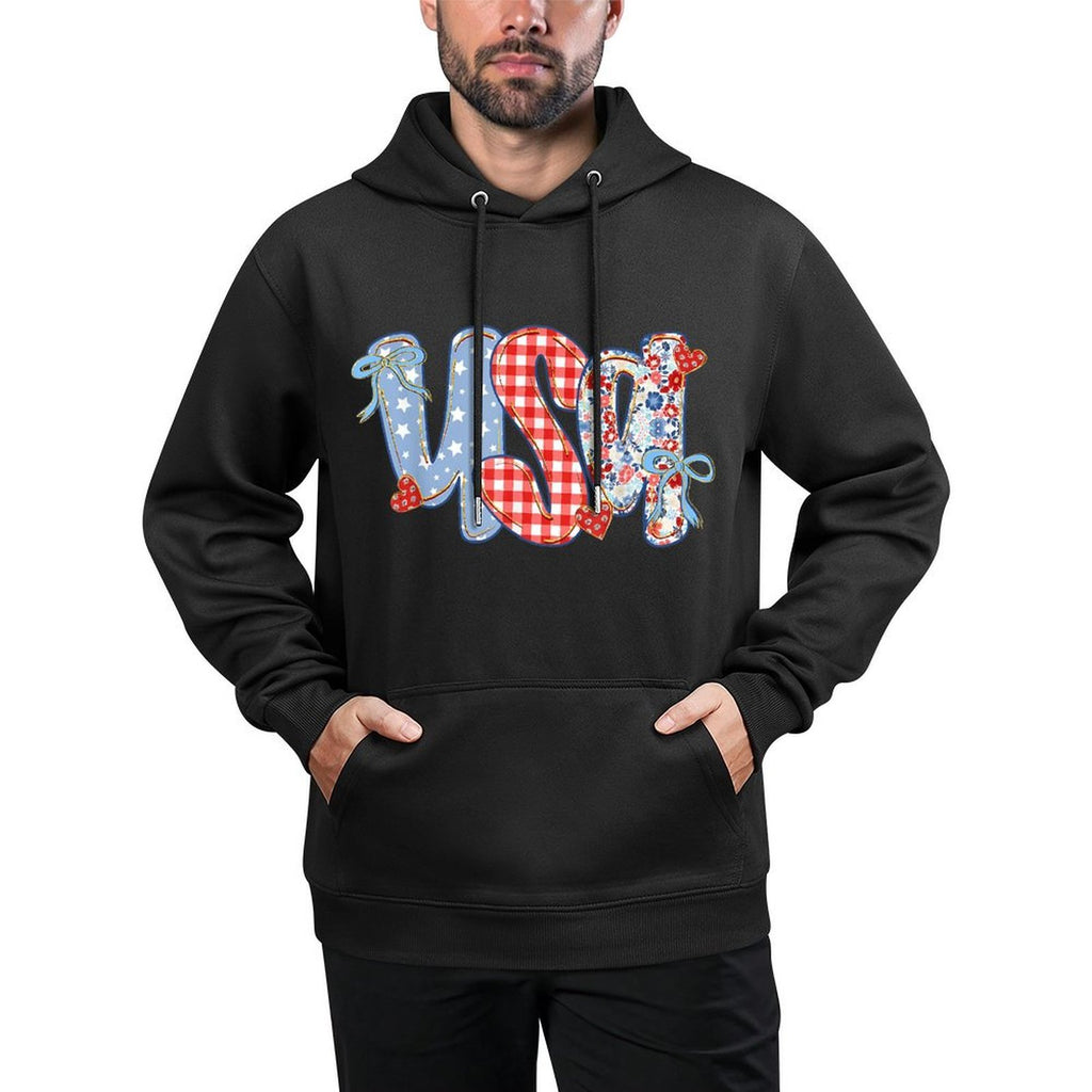 USA Flower Coquette Bow American Patriotic Happy 4th Of July Colorfast Hoodie