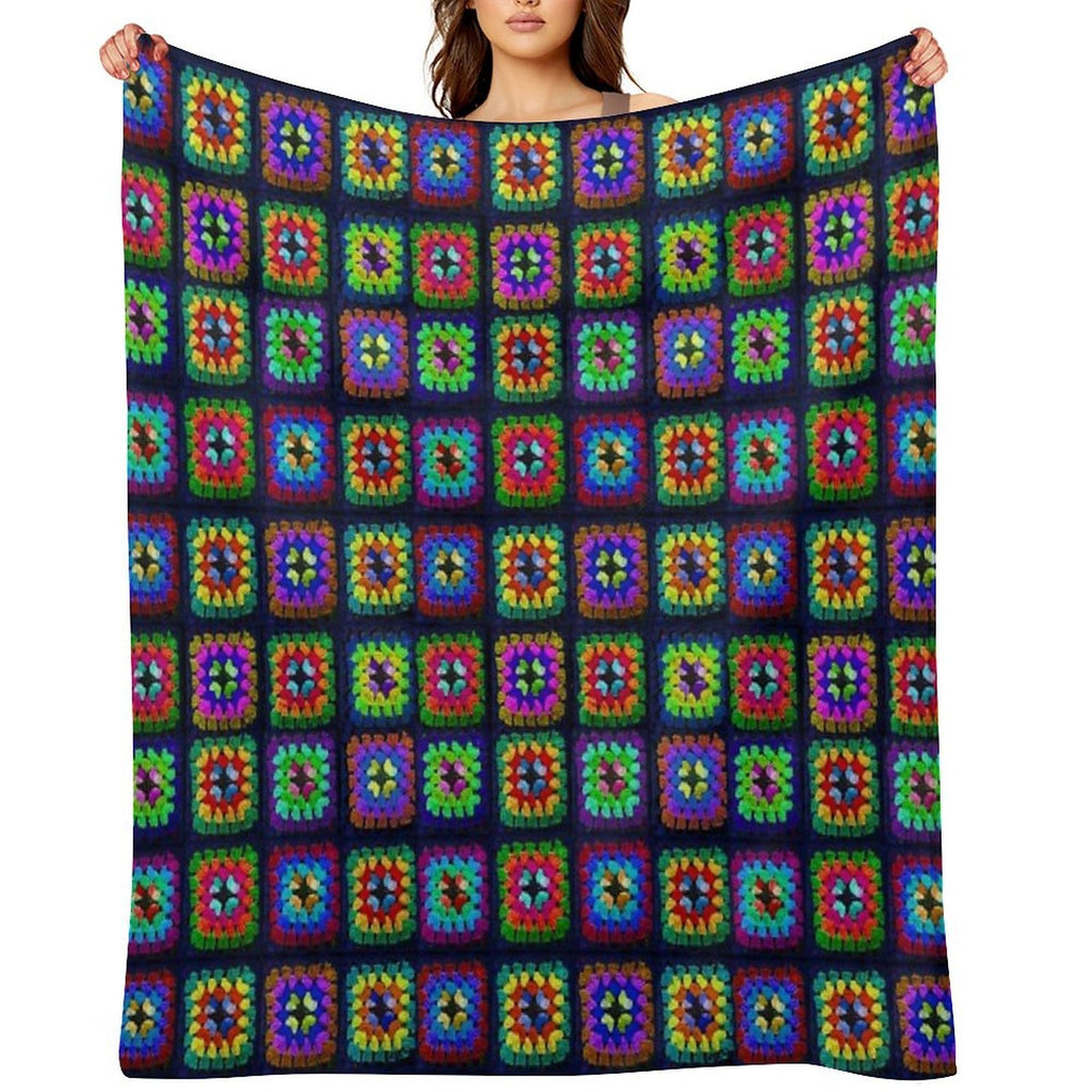 Vintage Granny Squares Print Wrinkle-free Throw Blanket