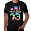 Peace Out Single Digits Tie Dye 10 Year Old Girl Birthday  Ribbed Collar T-Shirt