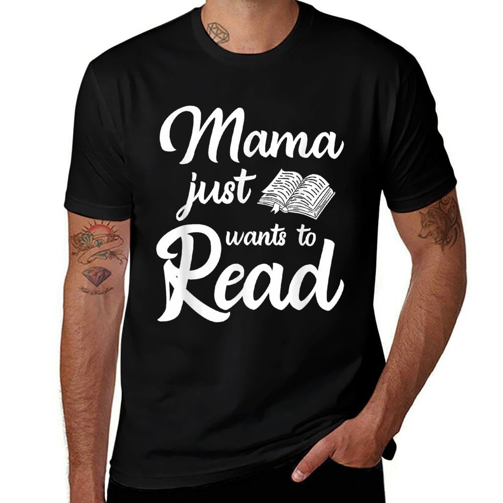 Mama Just Wants To Read Book Lover Family Bookworm  Trendy Pattern T-Shirt