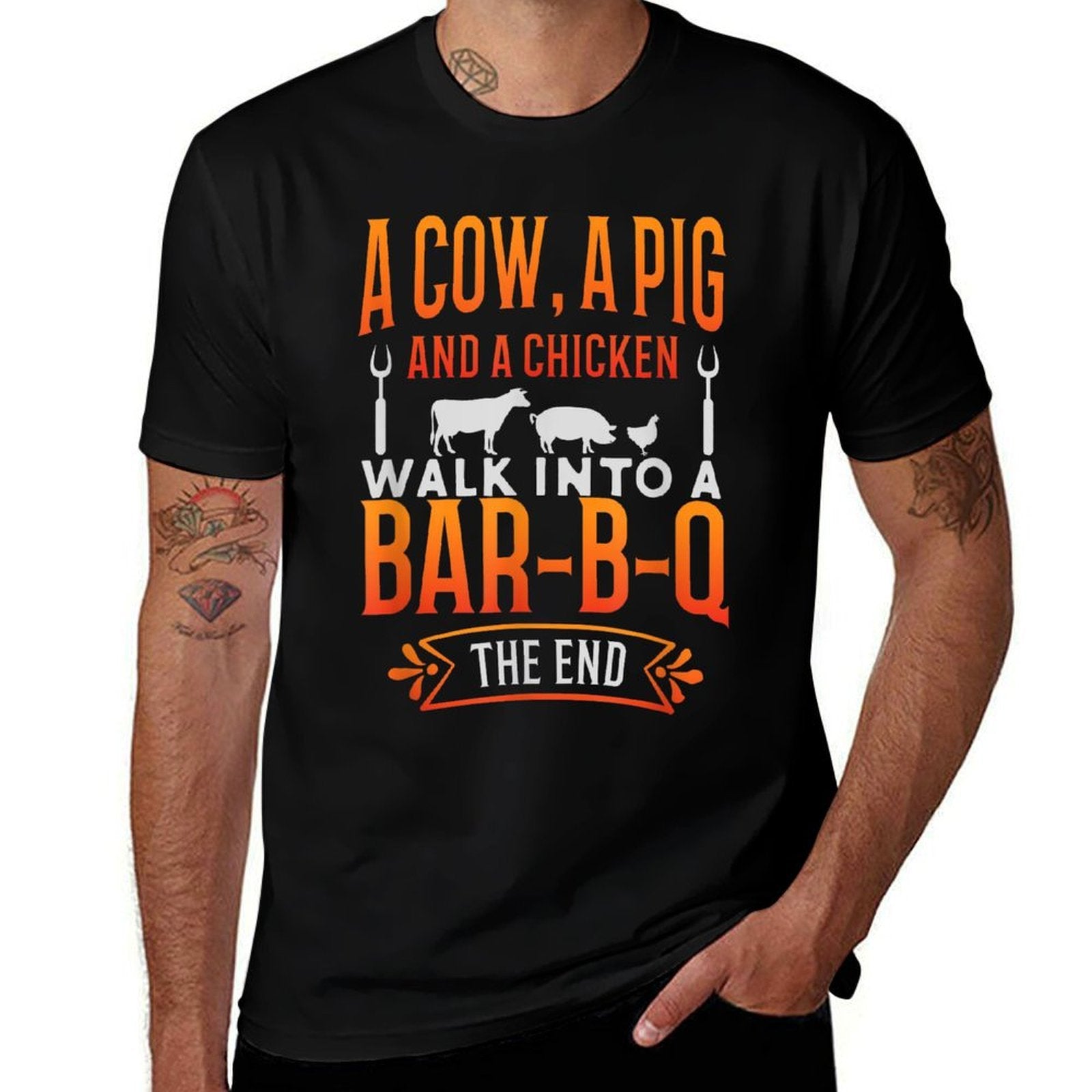 Barbecue BBQ Joke GIft For Grill Master Chef  Fade-proof Color T-Shirt