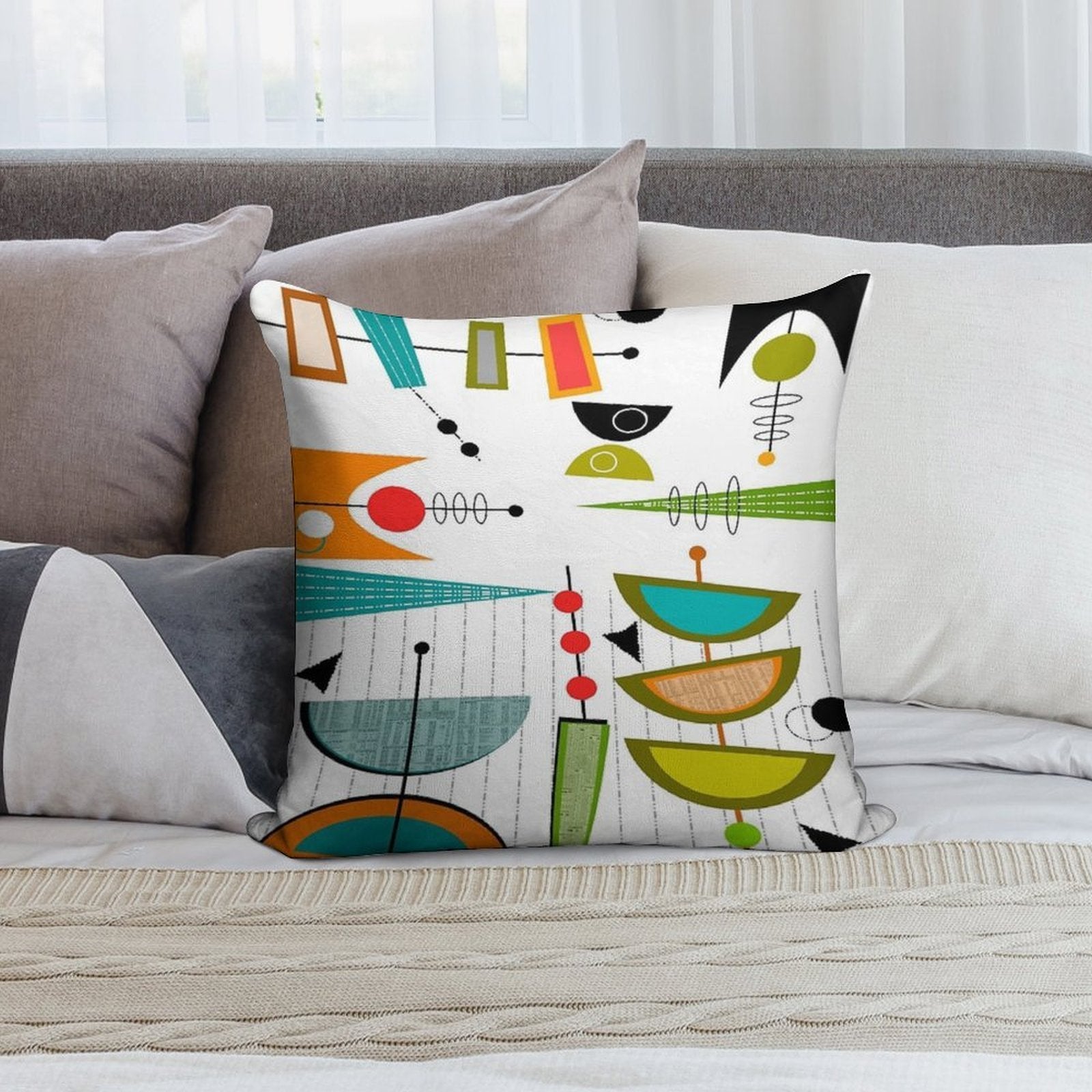 Mid-century Modern Abstract #55 Soft Anti-Pilling Throw Pillow